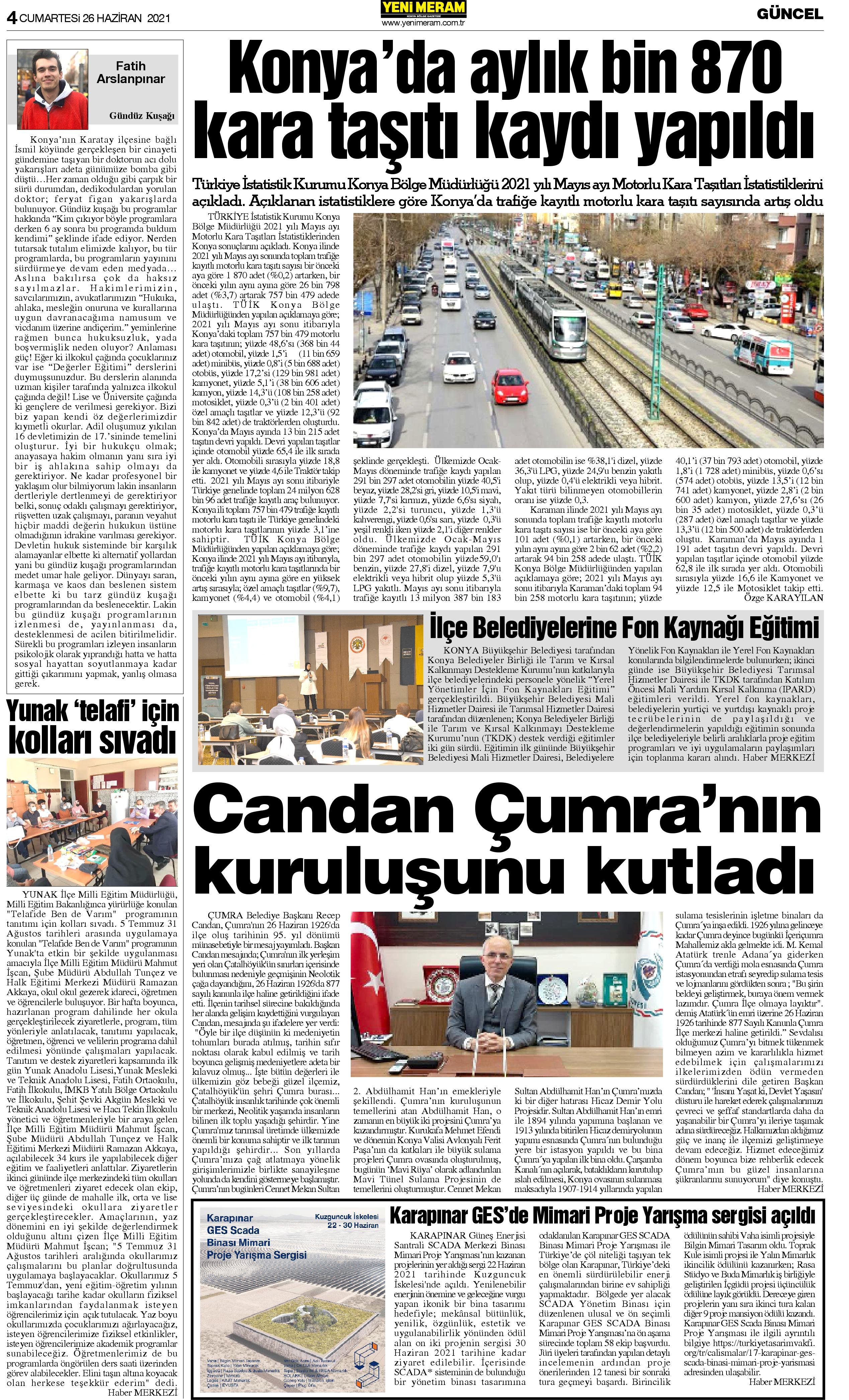 26 Haziran2021 Yeni Meram Gazetesi
