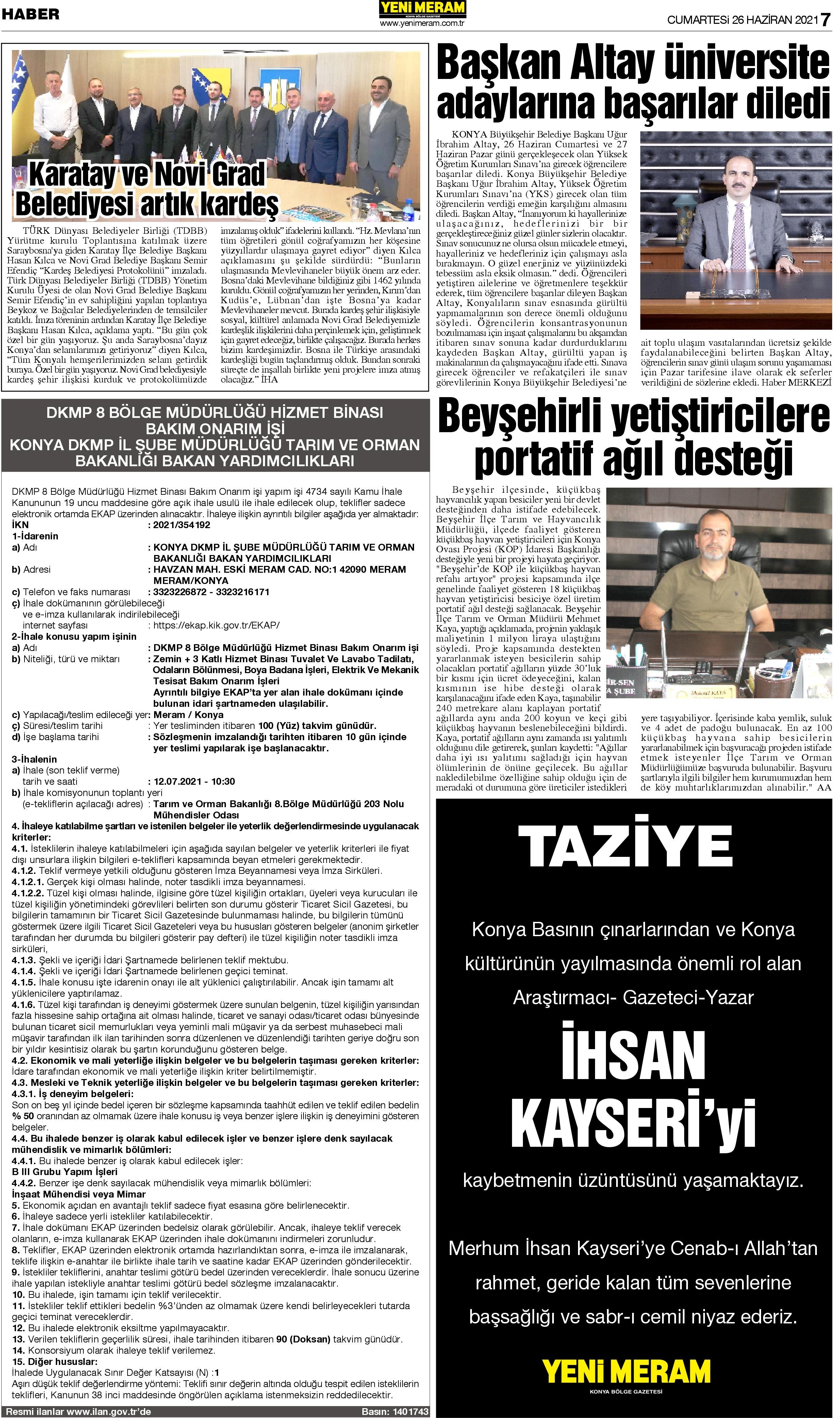 26 Haziran2021 Yeni Meram Gazetesi
