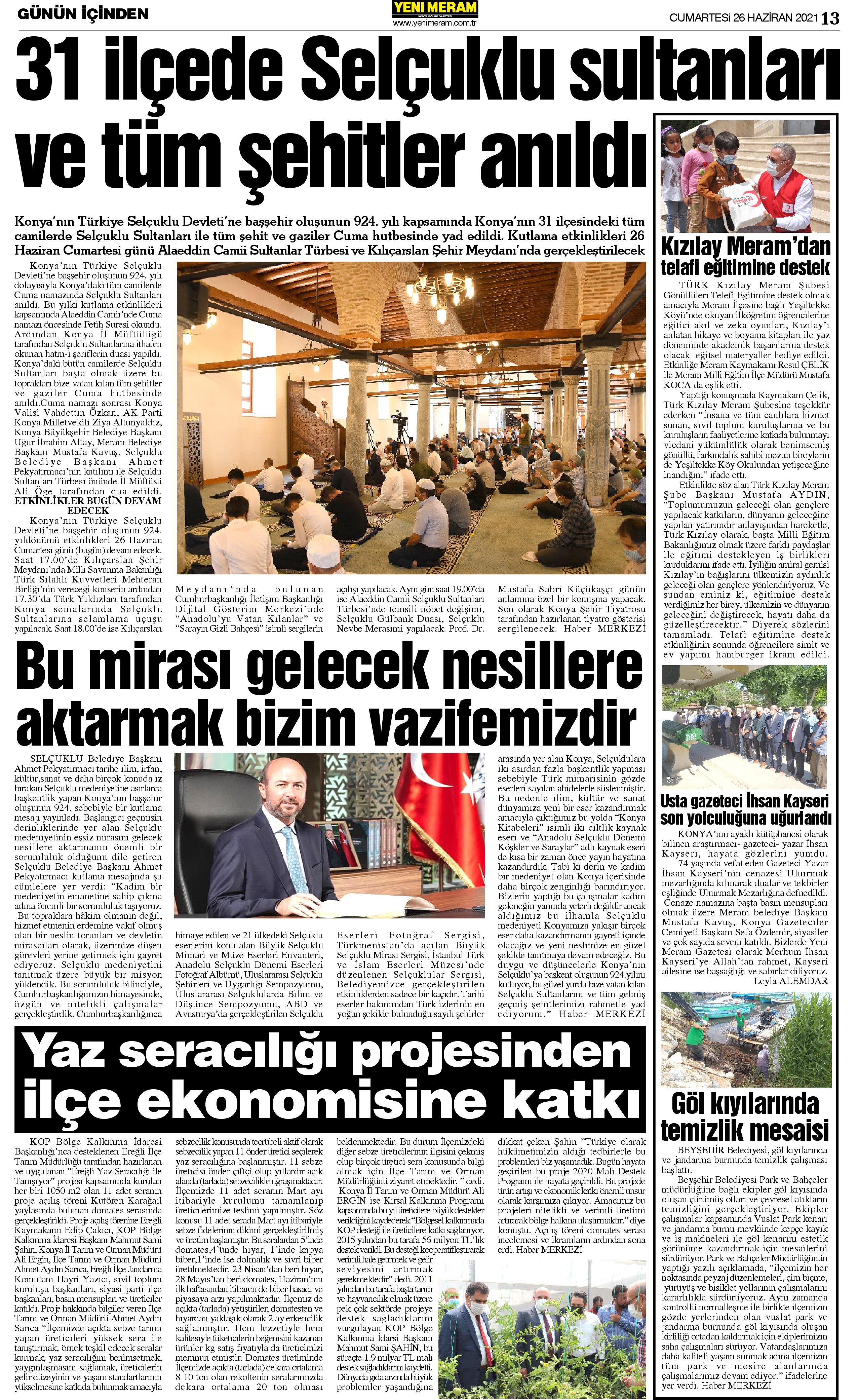 26 Haziran2021 Yeni Meram Gazetesi
