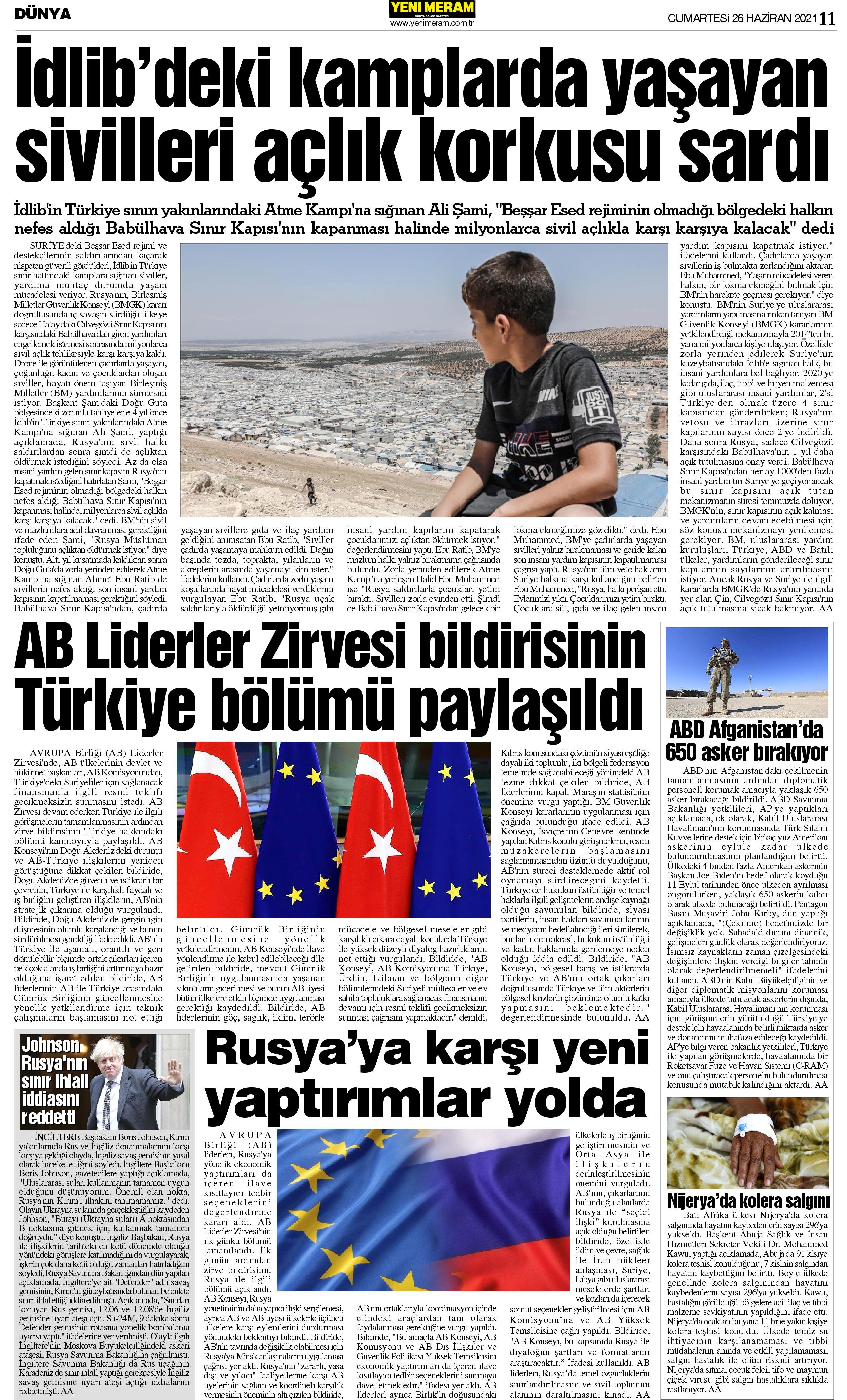 26 Haziran2021 Yeni Meram Gazetesi
