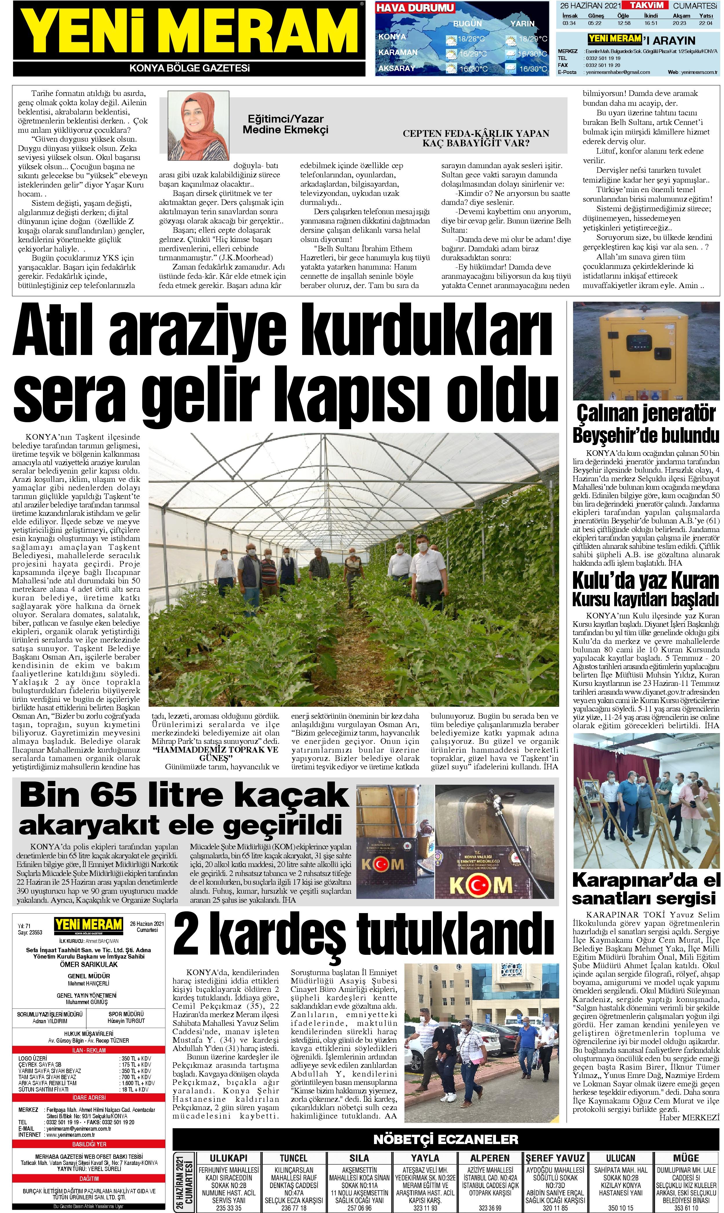 26 Haziran2021 Yeni Meram Gazetesi
