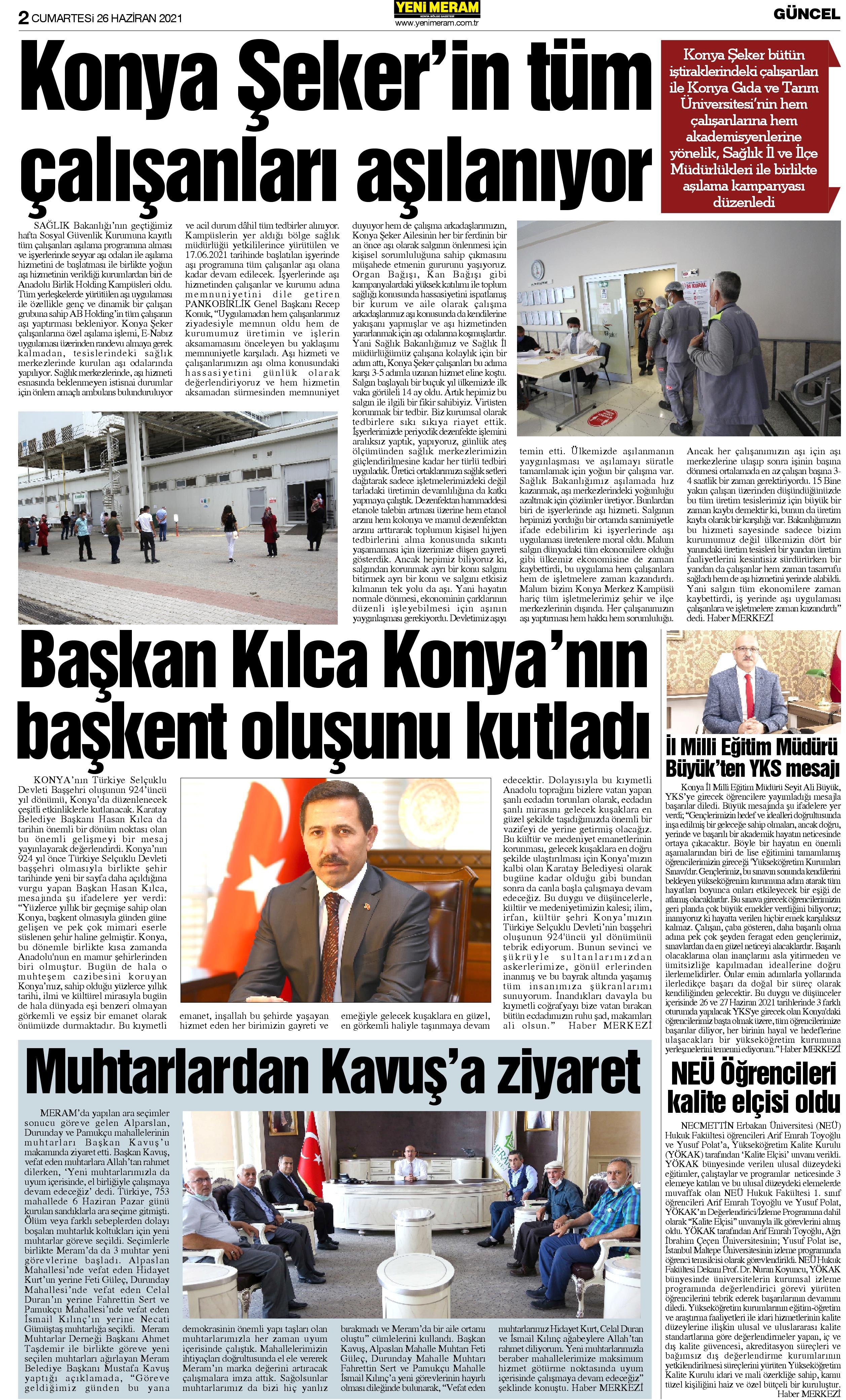 26 Haziran2021 Yeni Meram Gazetesi
