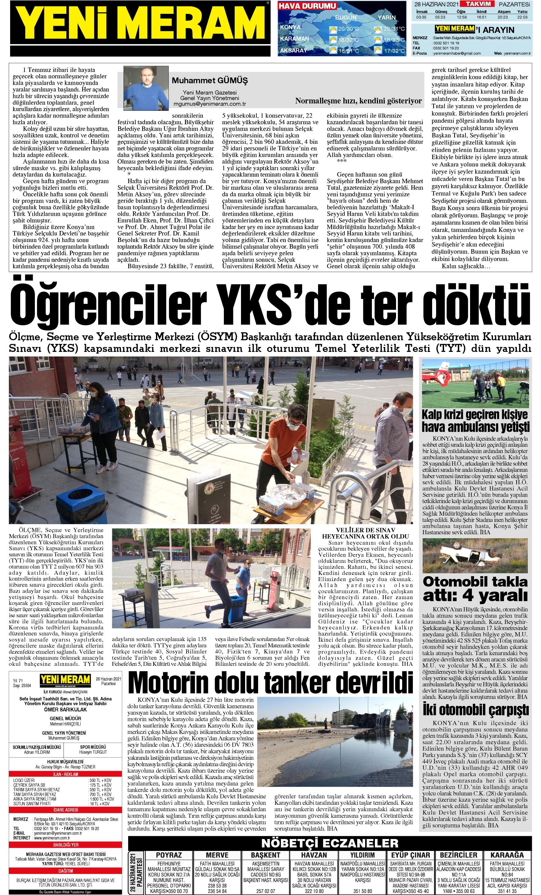 28 Haziran2021 Yeni Meram Gazetesi
