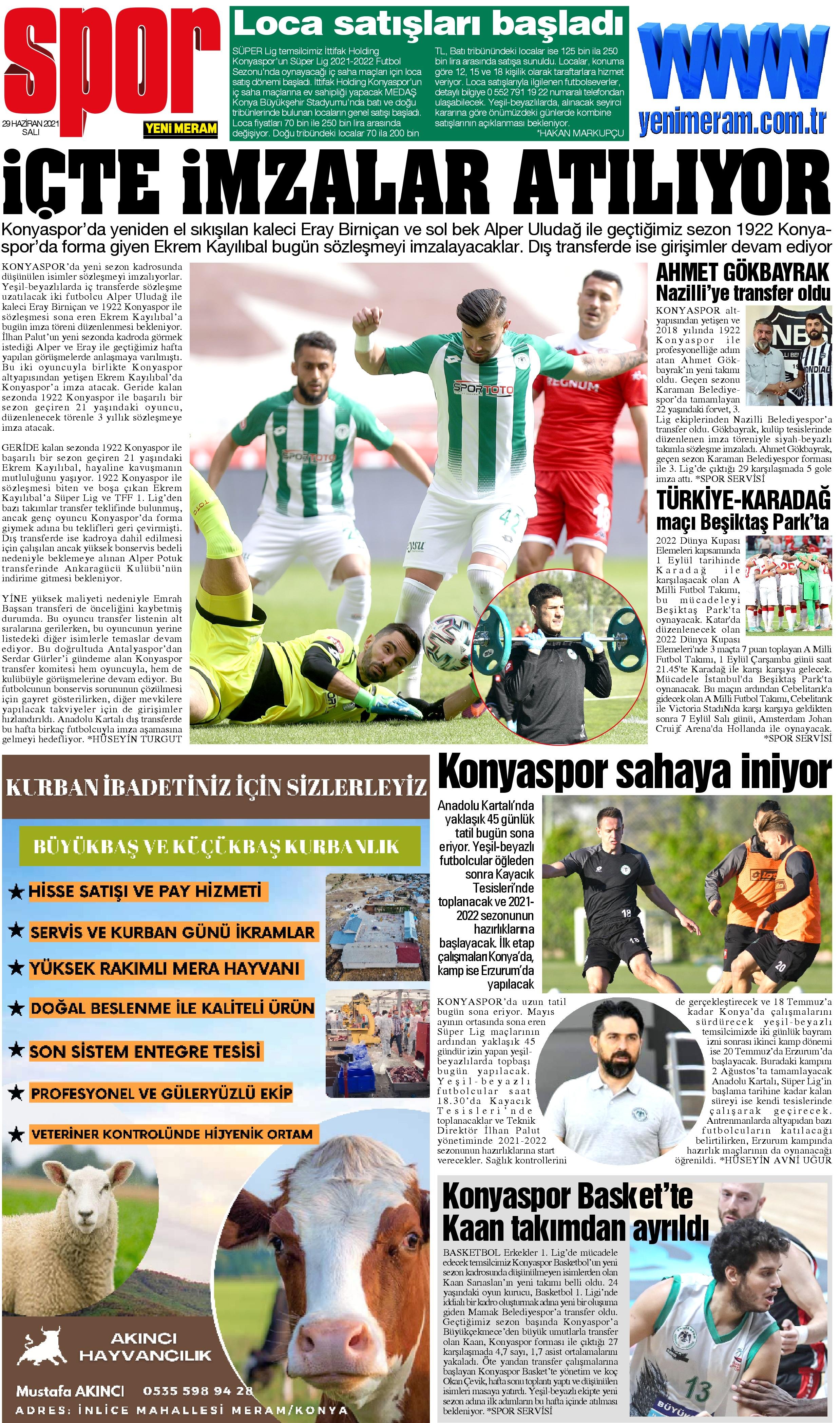 29 Haziran 2021 Yeni Meram Gazetesi