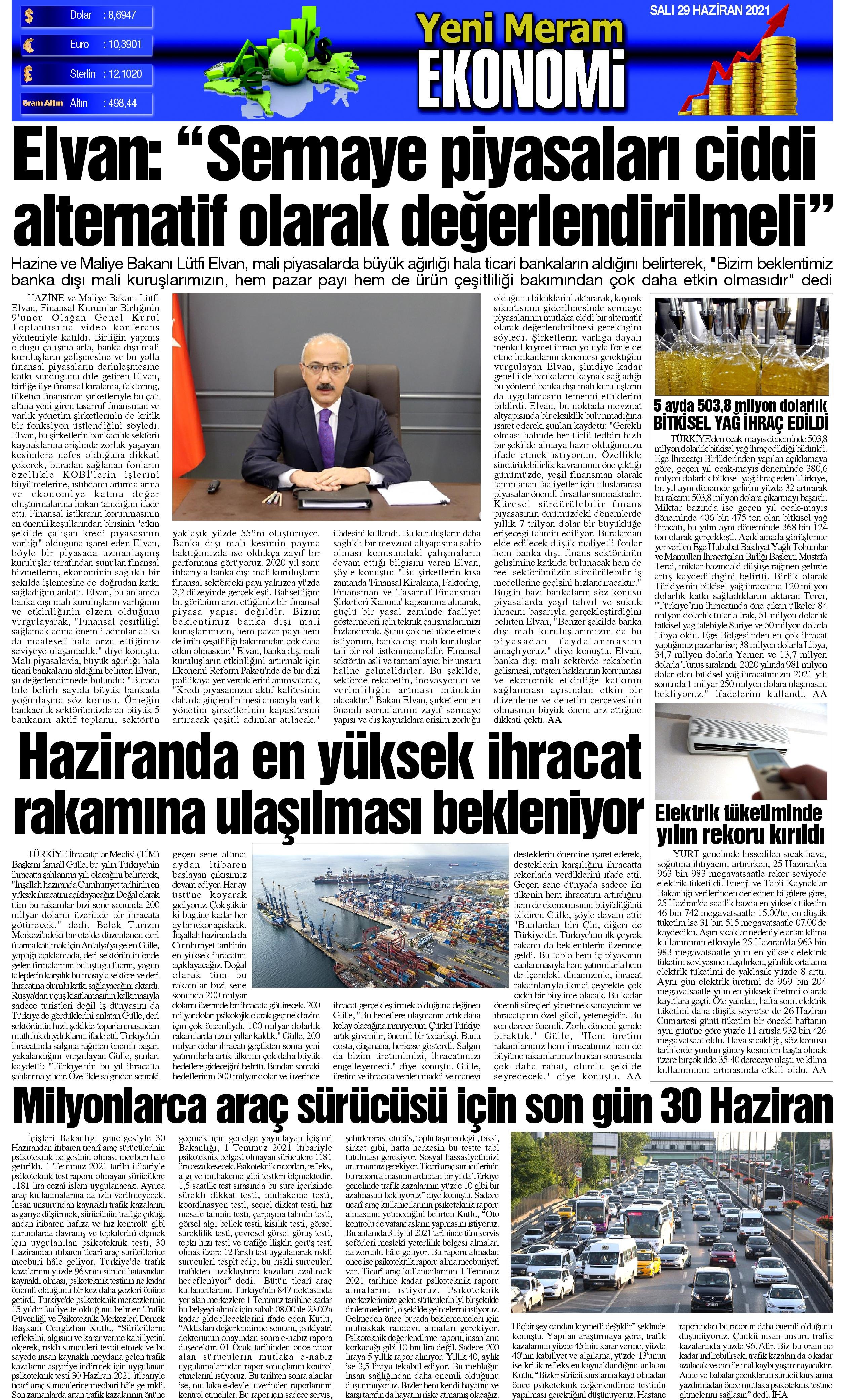 29 Haziran 2021 Yeni Meram Gazetesi