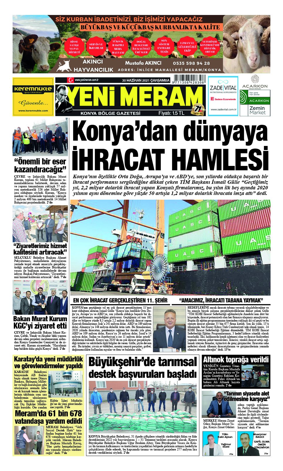 30 Haziran 2021 Yeni Meram Gazetesi