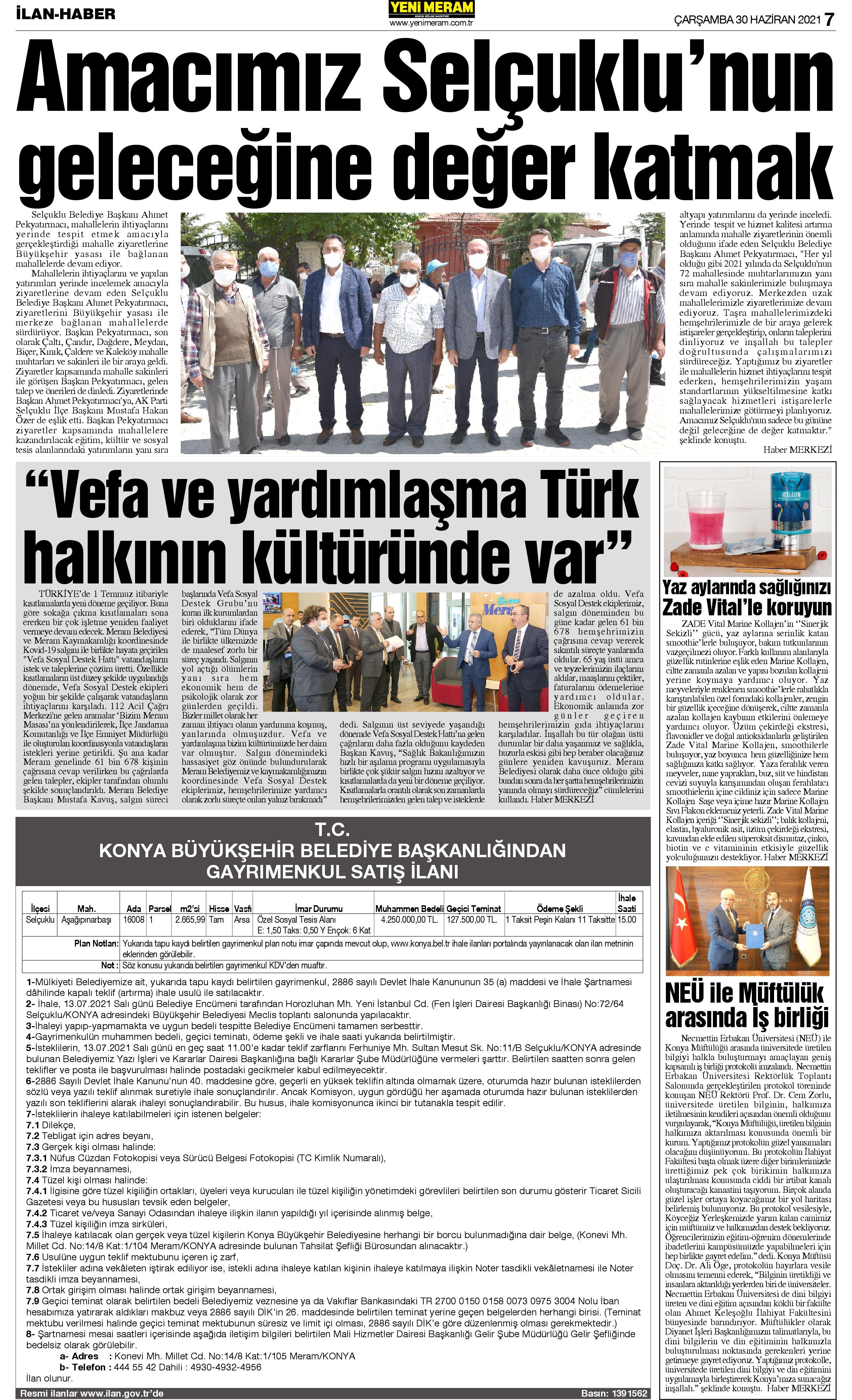 30 Haziran 2021 Yeni Meram Gazetesi