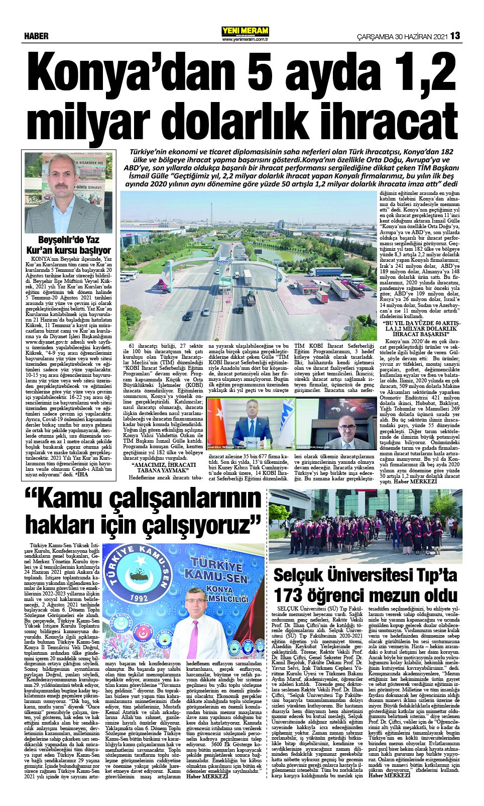 30 Haziran 2021 Yeni Meram Gazetesi