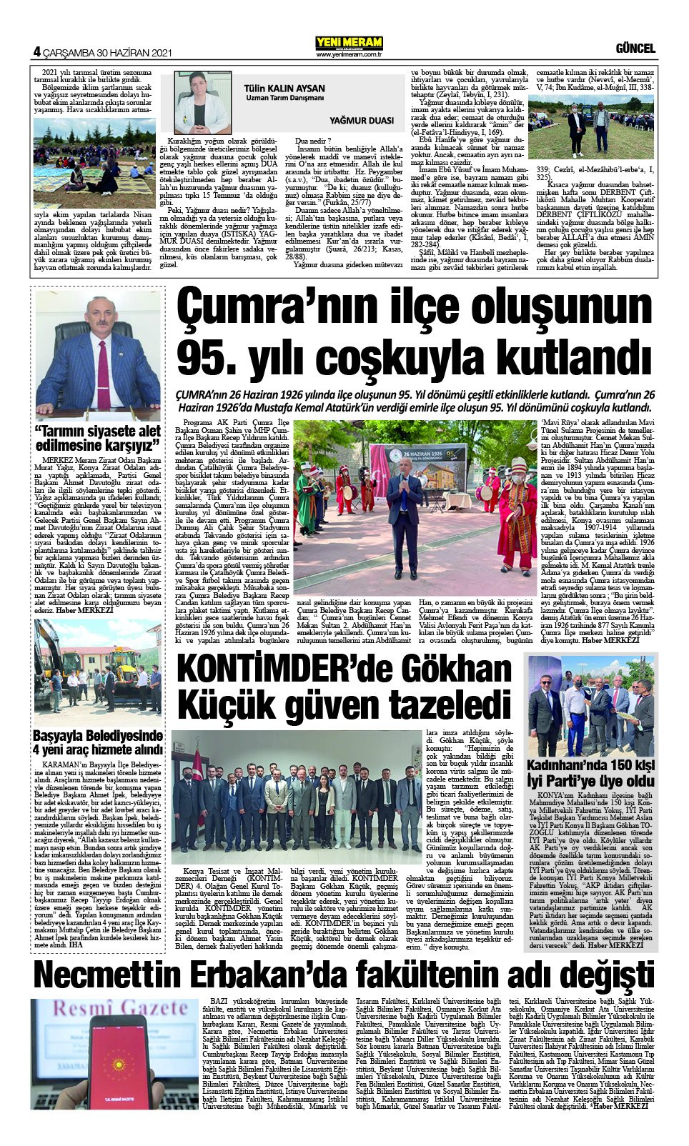 30 Haziran 2021 Yeni Meram Gazetesi