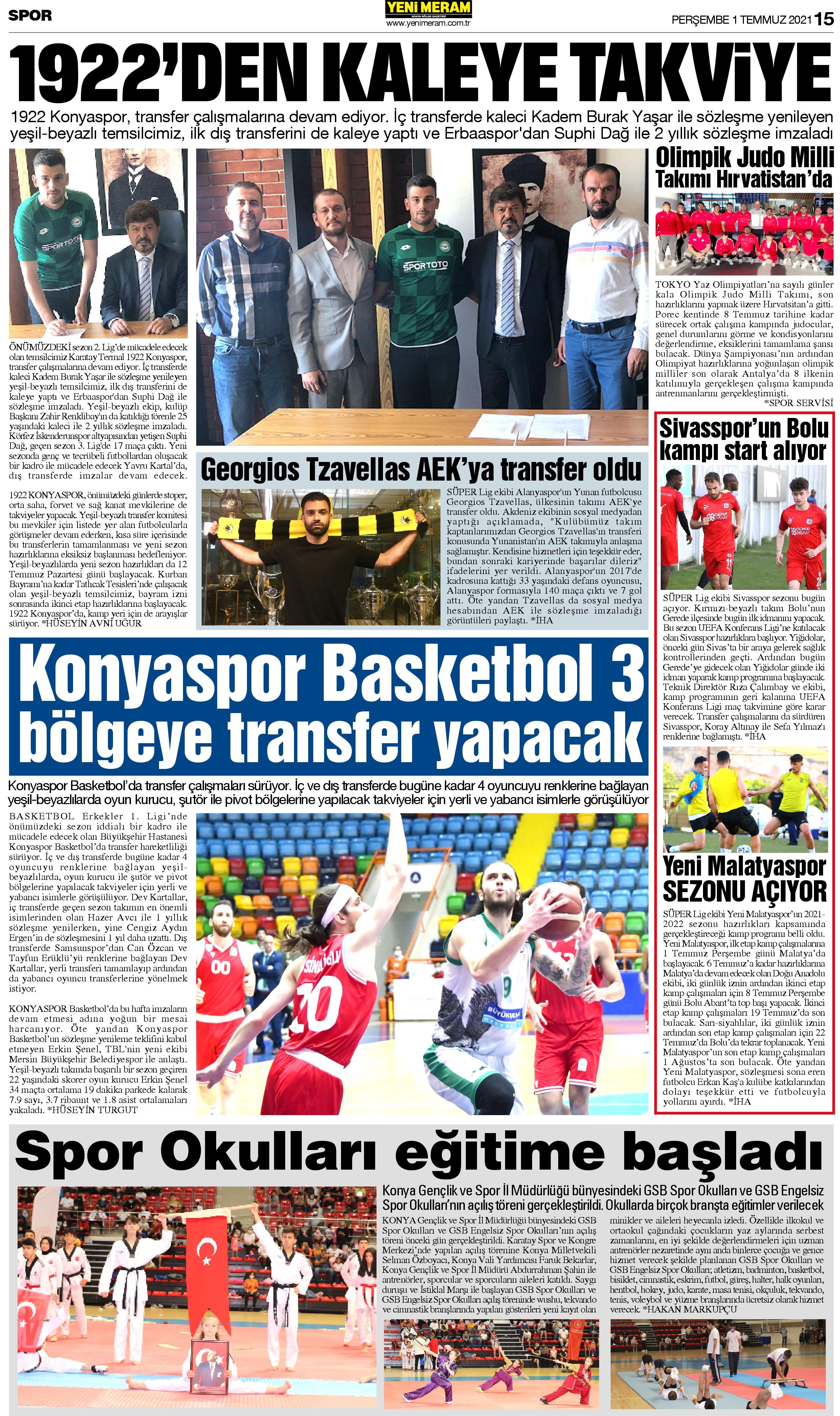 1 Temmuz 2021 Yeni Meram Gazetesi
