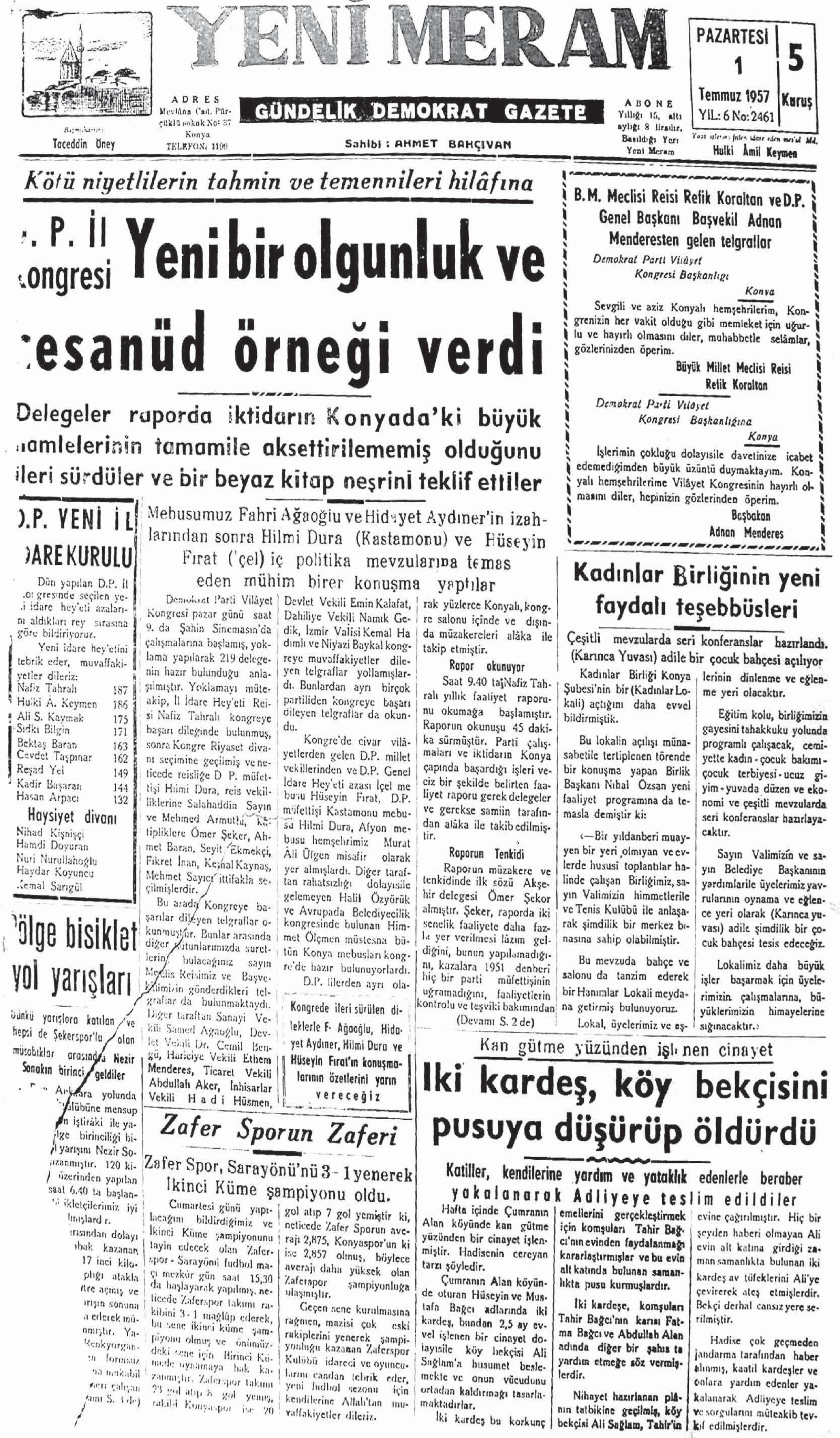 1 Temmuz 2021 Yeni Meram Gazetesi
