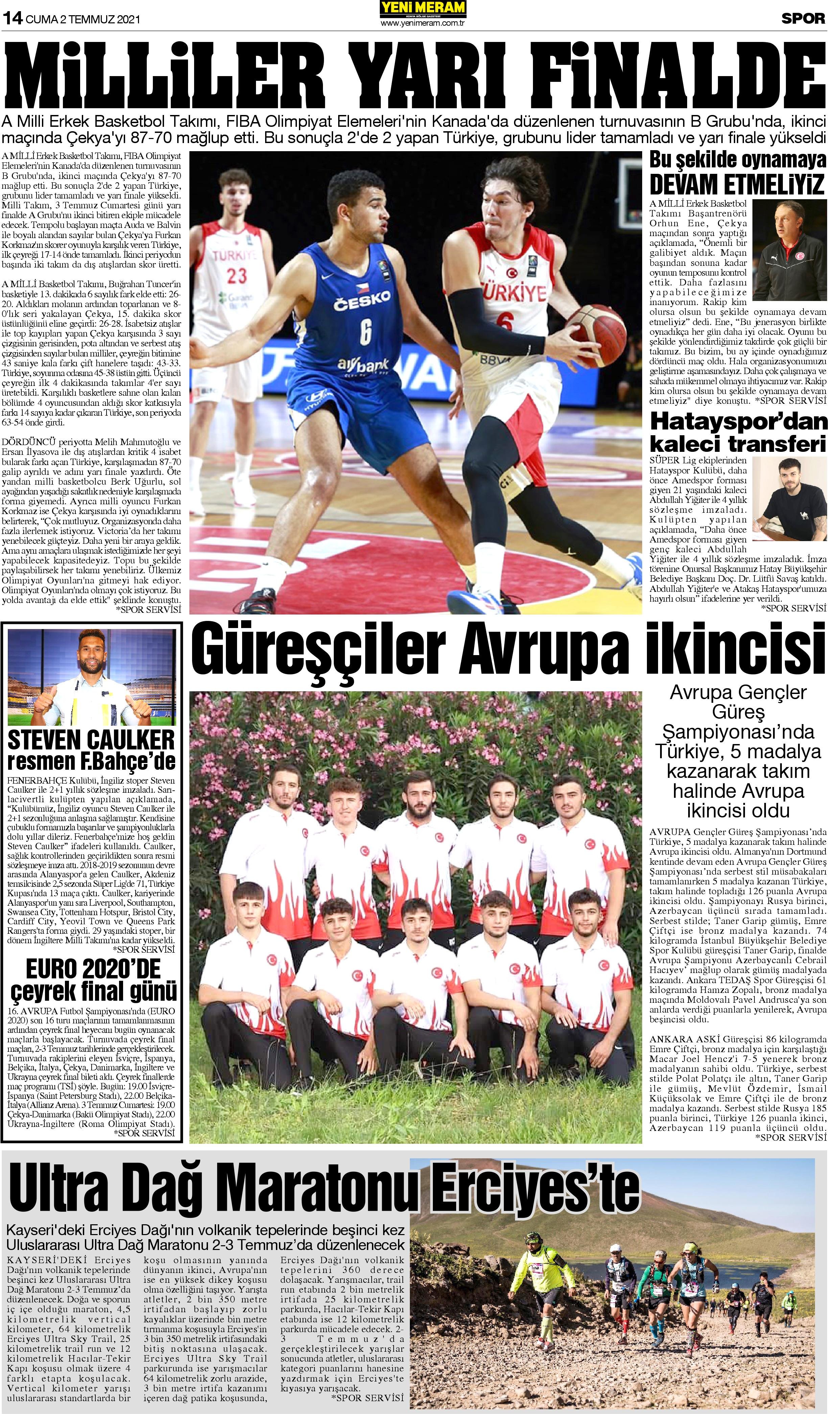 2 Temmuz 2021 Yeni Meram Gazetesi
