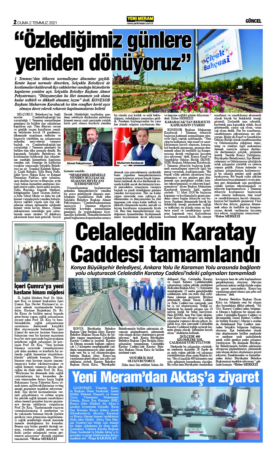 2 Temmuz 2021 Yeni Meram Gazetesi
