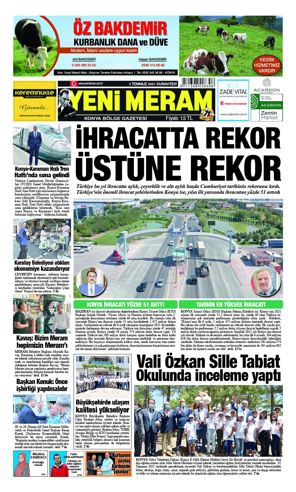 3 Temmuz 2021 Yeni Meram Gazetesi
