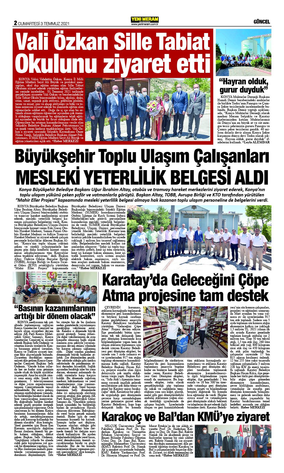 3 Temmuz 2021 Yeni Meram Gazetesi
