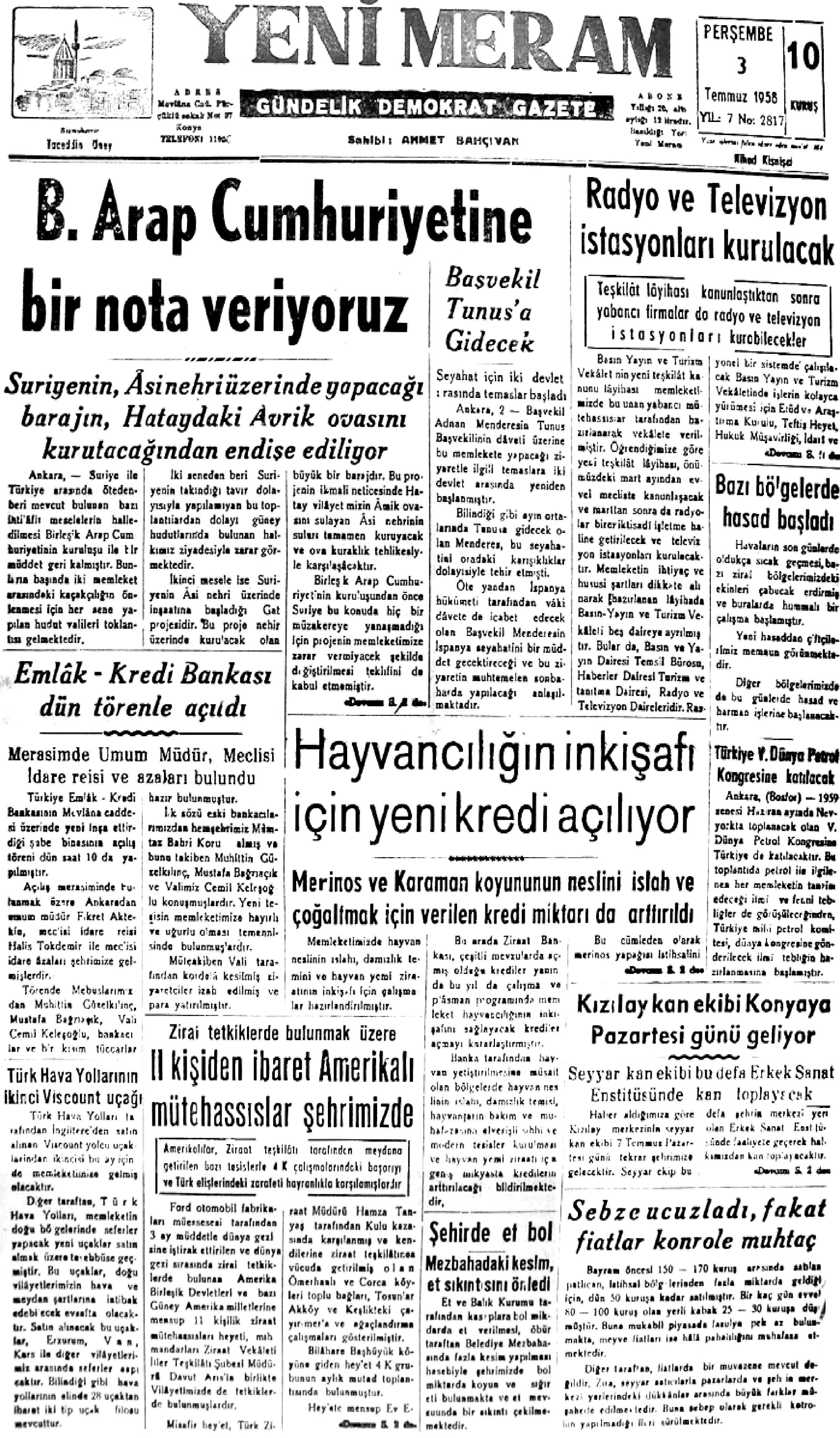 3 Temmuz 2021 Yeni Meram Gazetesi
