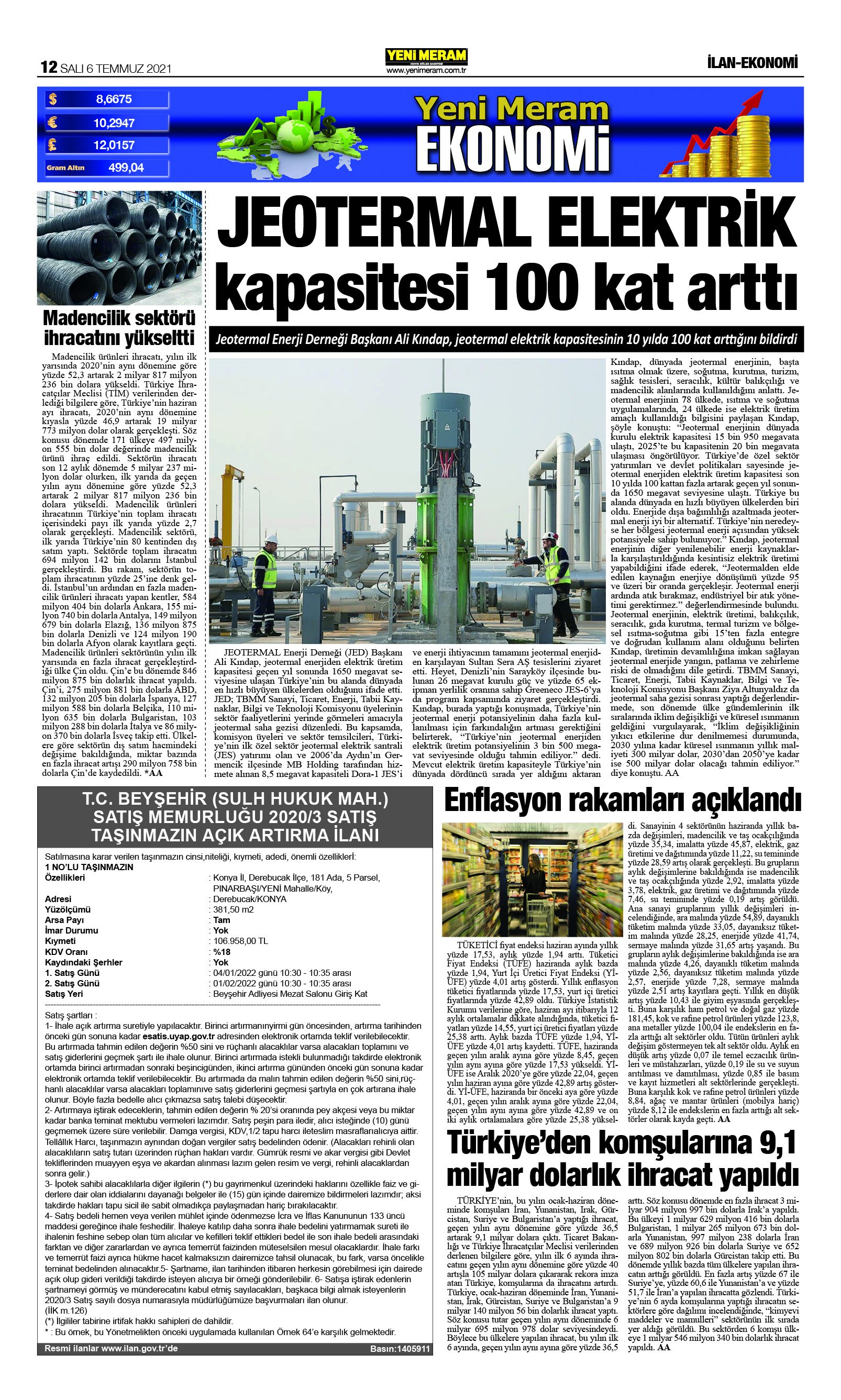 6 Temmuz 2021 Yeni Meram Gazetesi