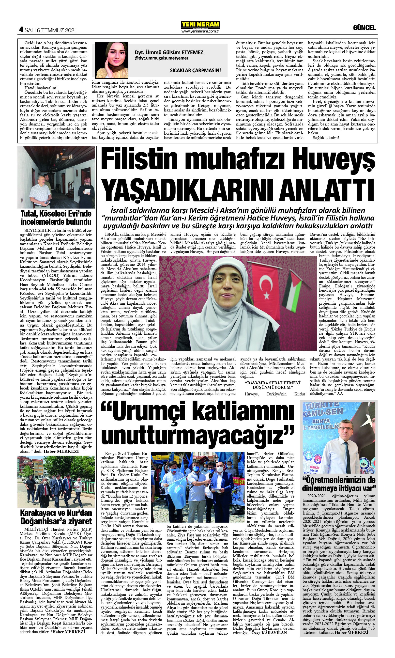 6 Temmuz 2021 Yeni Meram Gazetesi