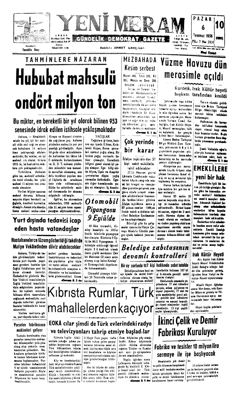 6 Temmuz 2021 Yeni Meram Gazetesi