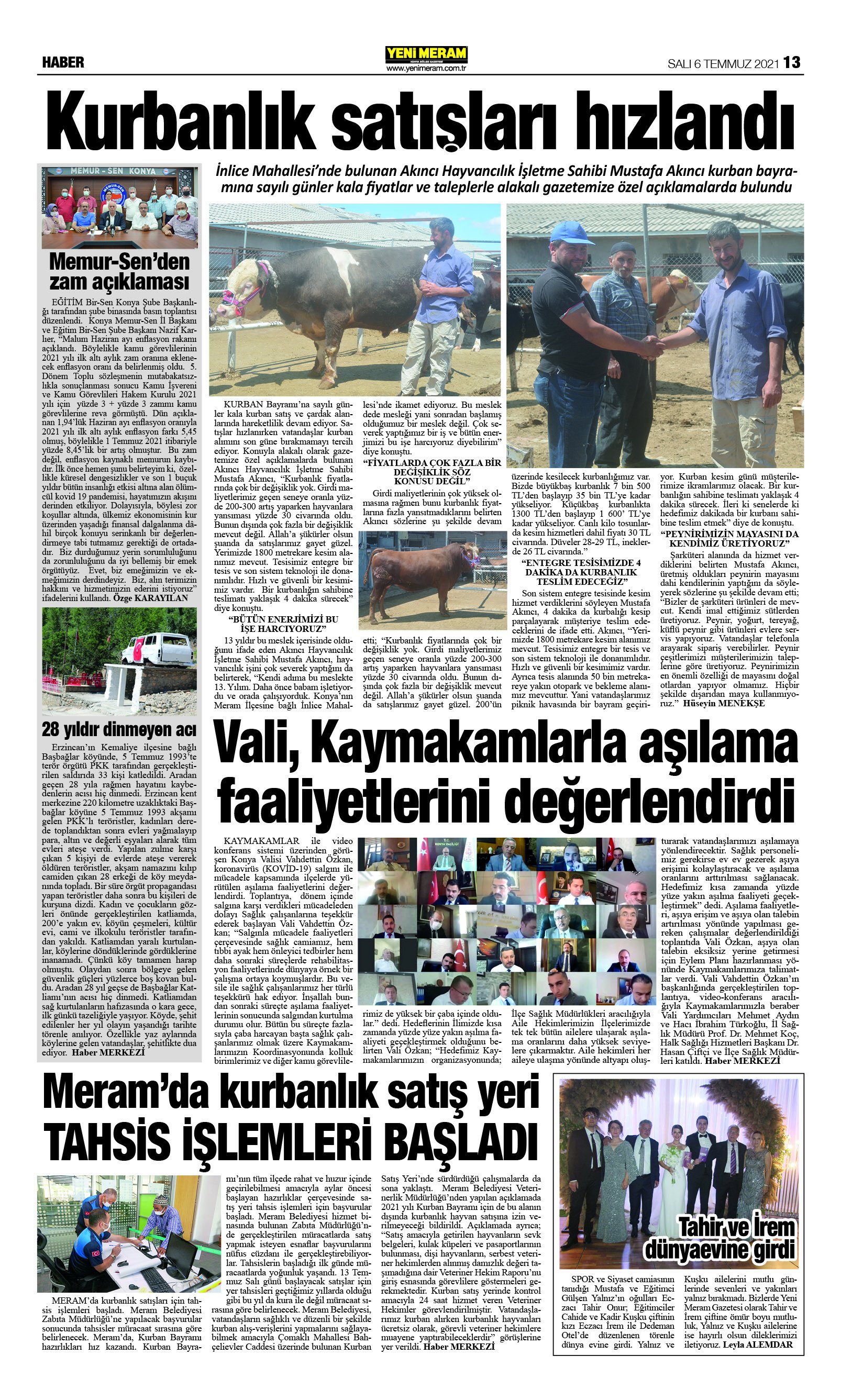 6 Temmuz 2021 Yeni Meram Gazetesi