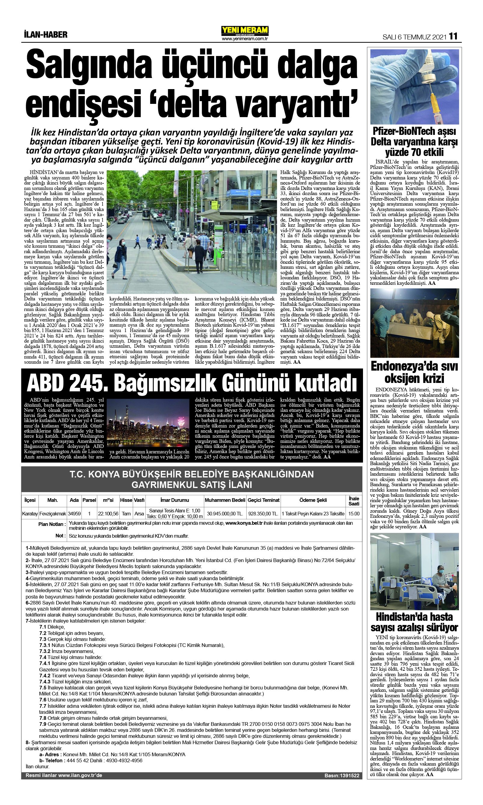 6 Temmuz 2021 Yeni Meram Gazetesi