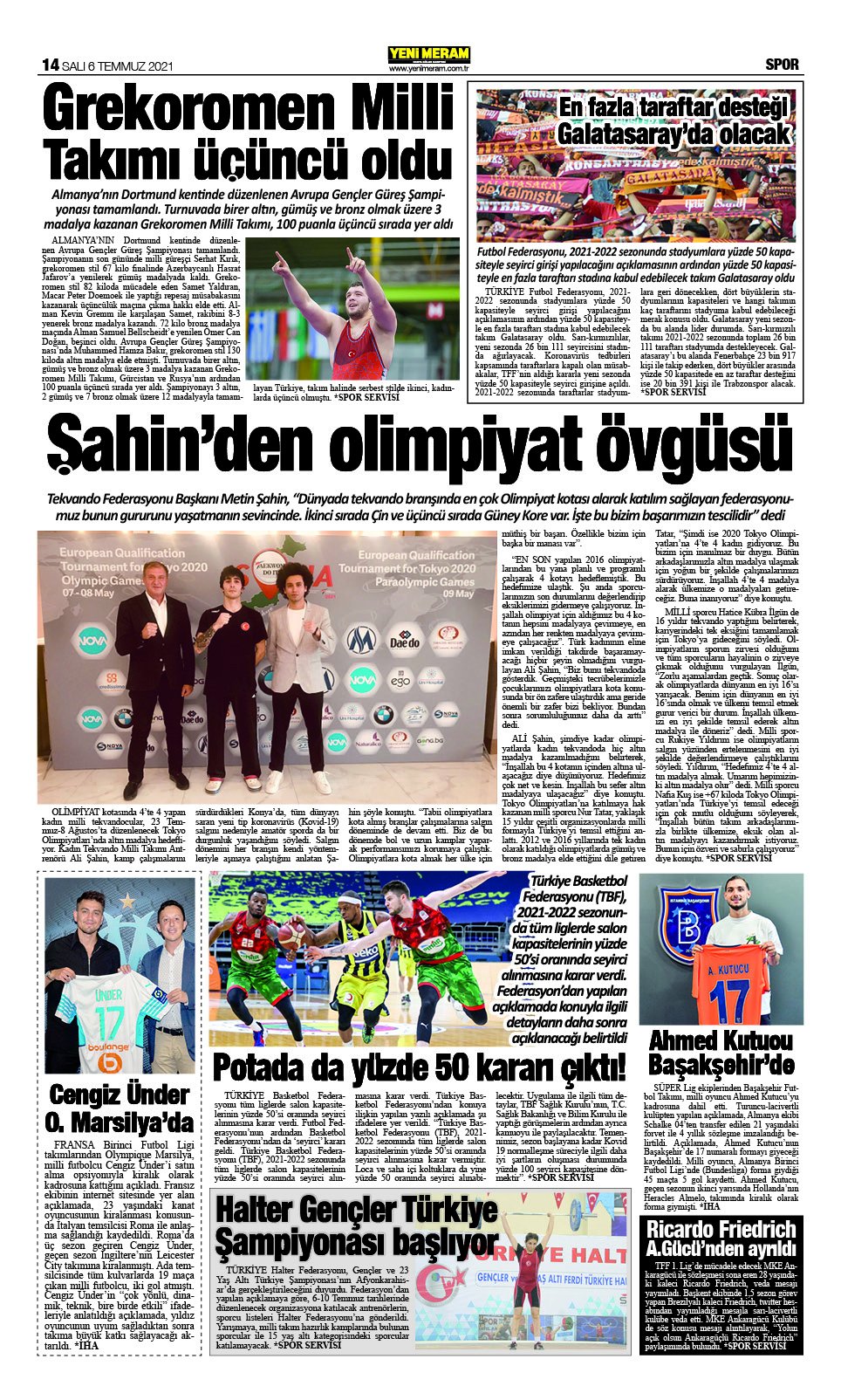 6 Temmuz 2021 Yeni Meram Gazetesi