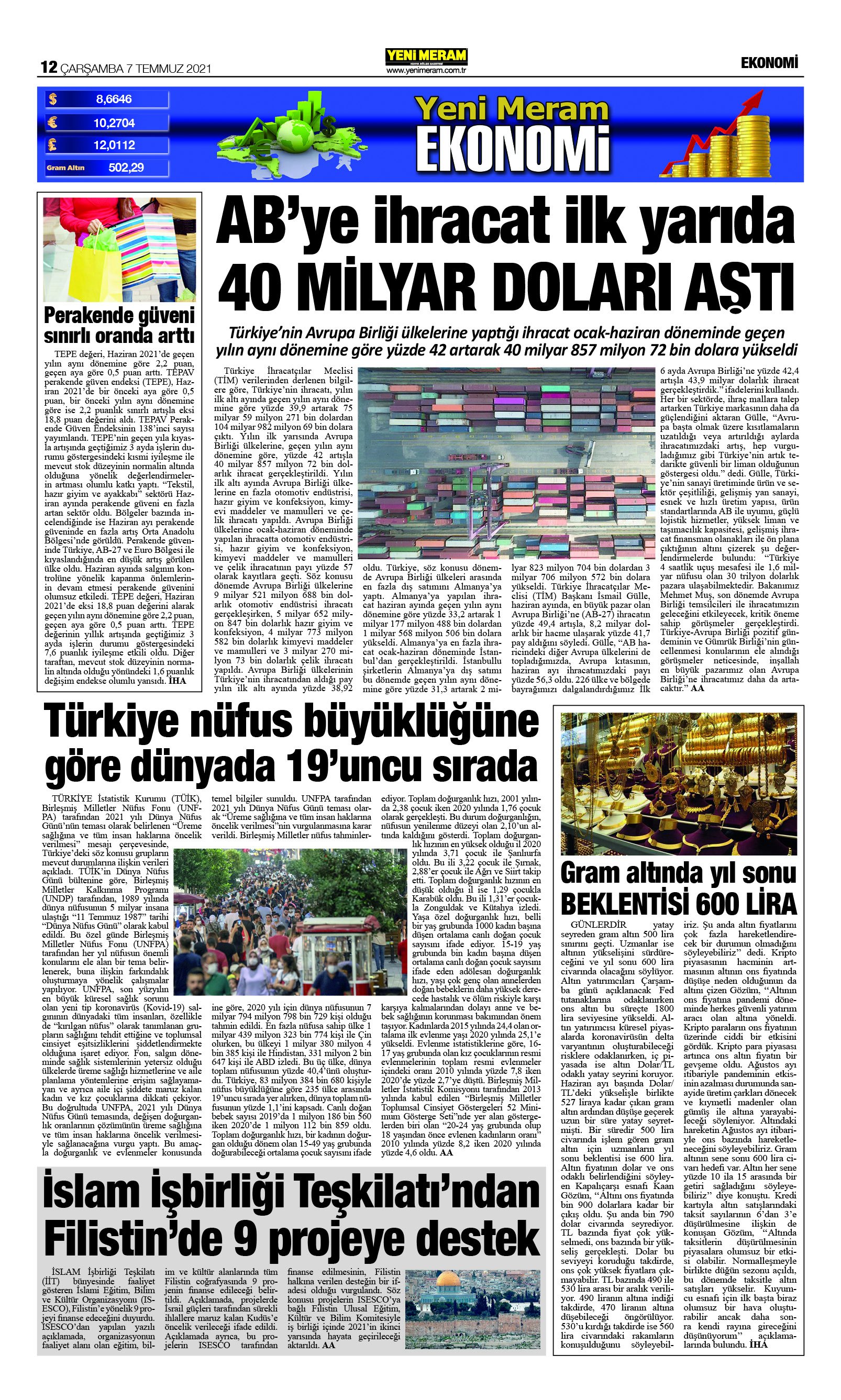 7 Temmuz 2021 Yeni Meram Gazetesi