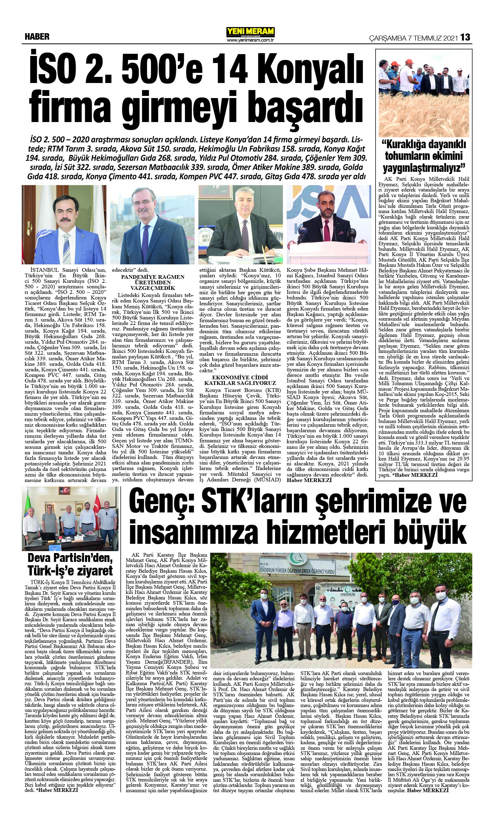 7 Temmuz 2021 Yeni Meram Gazetesi