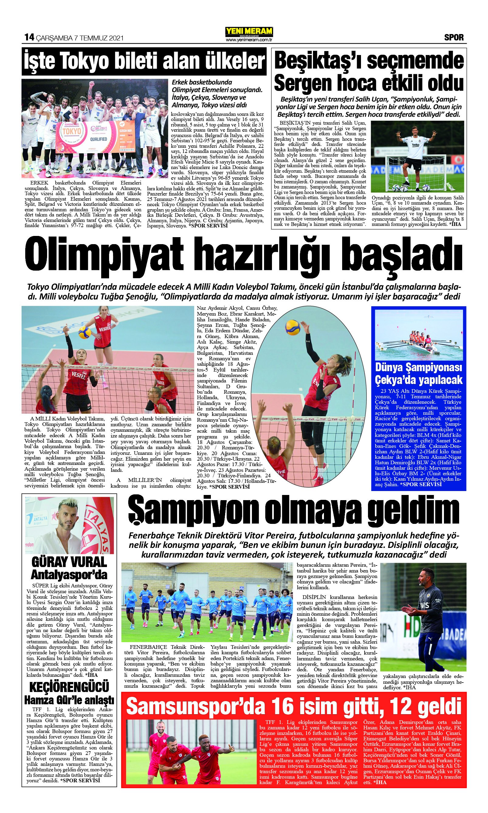 7 Temmuz 2021 Yeni Meram Gazetesi