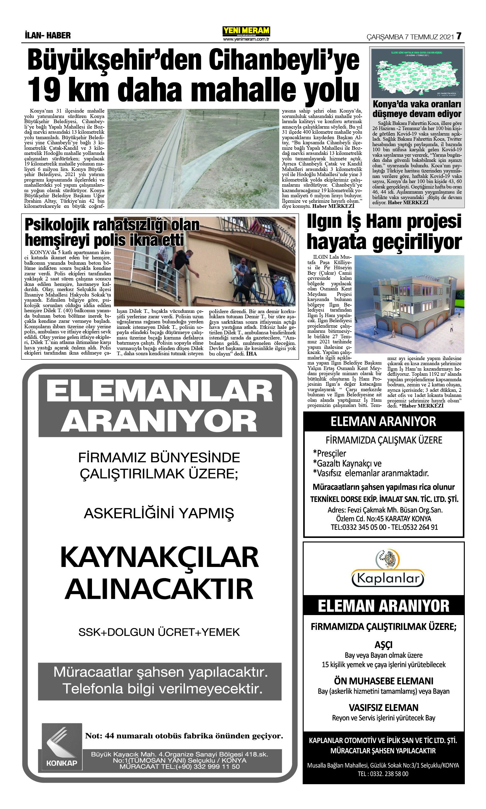 7 Temmuz 2021 Yeni Meram Gazetesi