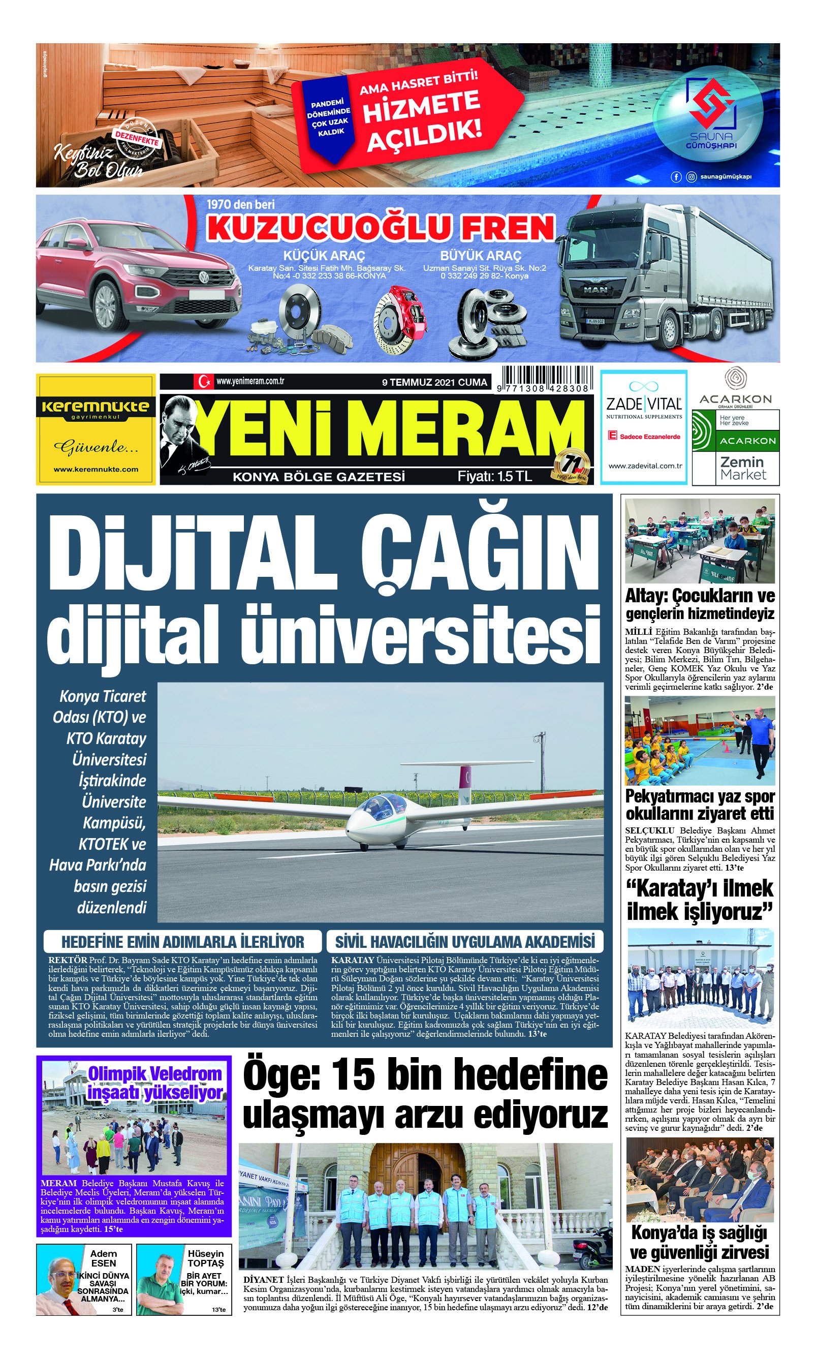 9 Temmuz 2021 Yeni Meram Gazetesi