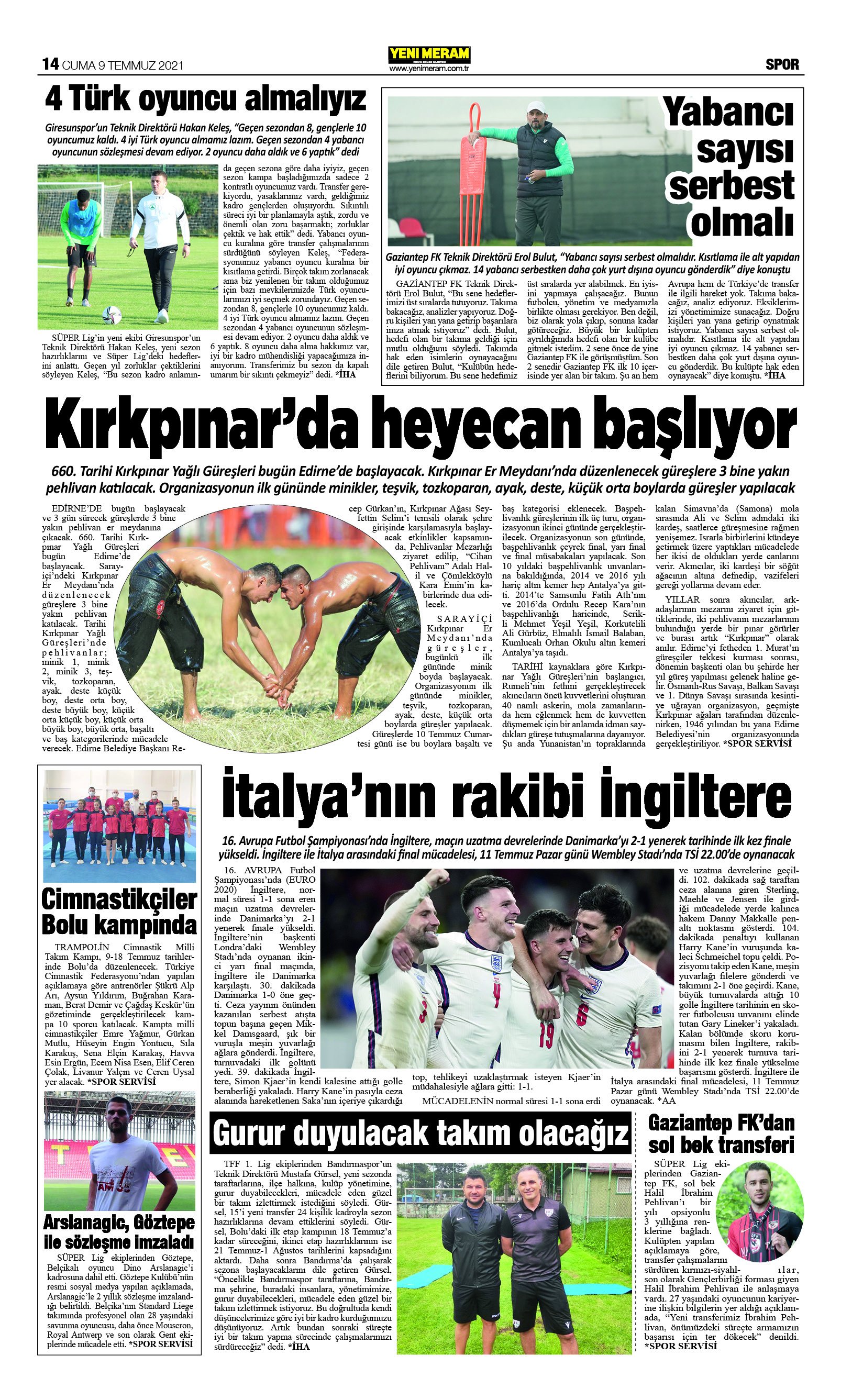 9 Temmuz 2021 Yeni Meram Gazetesi