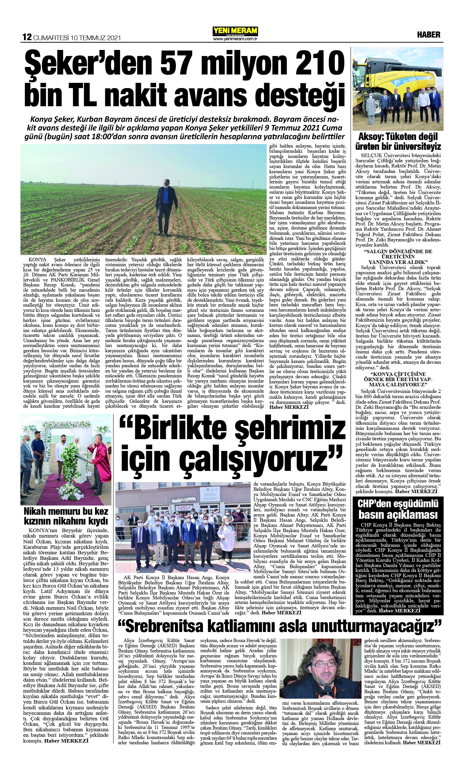 10 Temmuz 2021 Yeni Meram Gazetesi