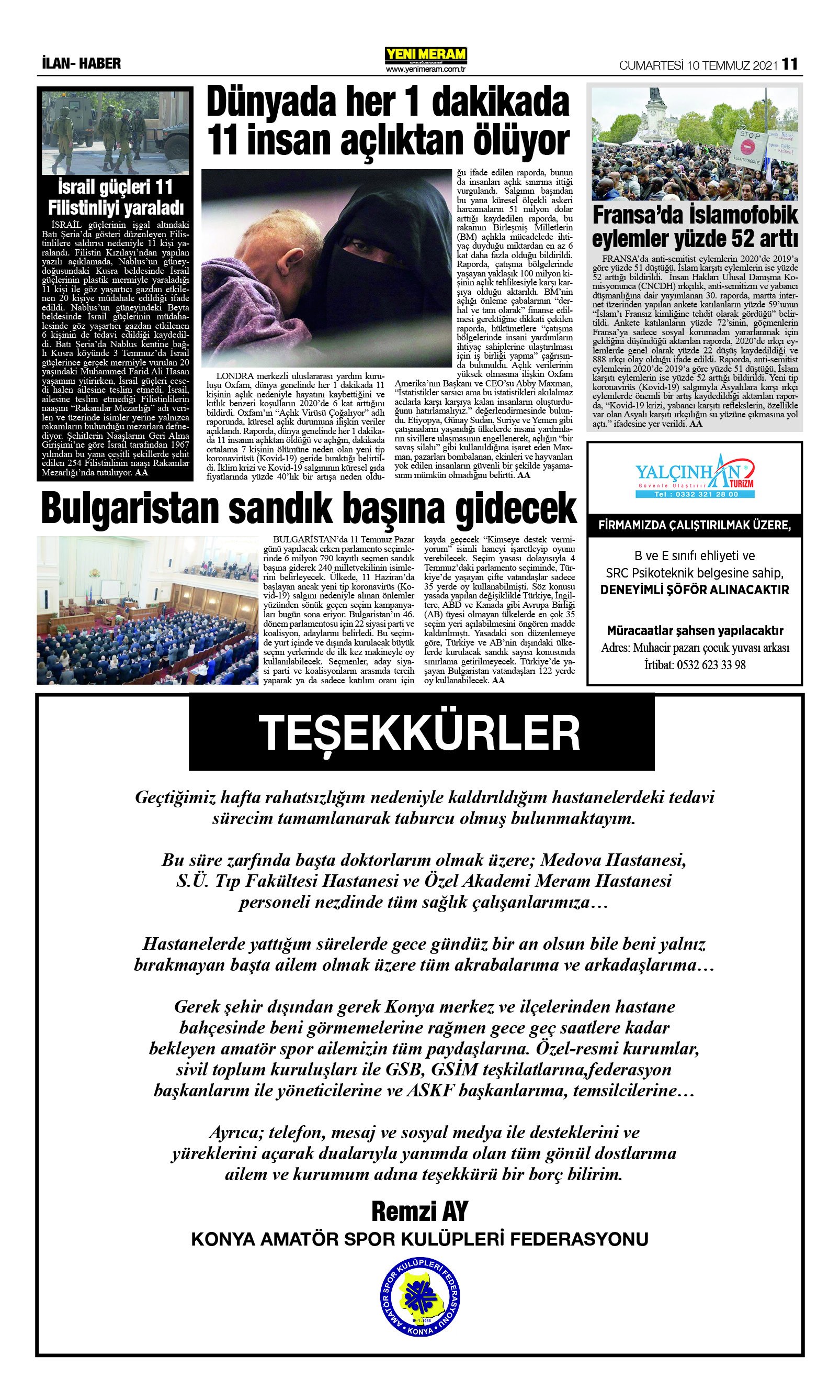 10 Temmuz 2021 Yeni Meram Gazetesi