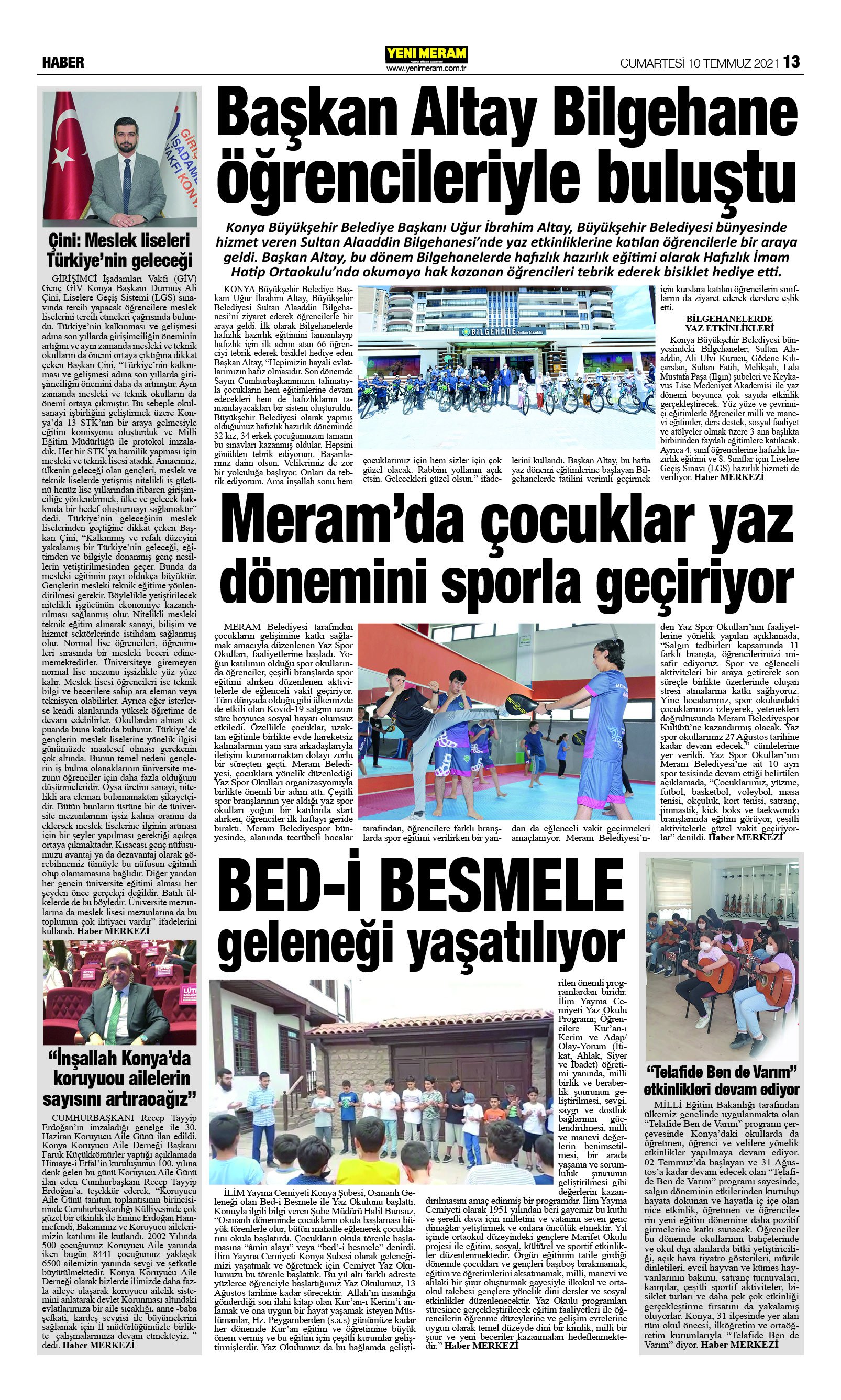 10 Temmuz 2021 Yeni Meram Gazetesi