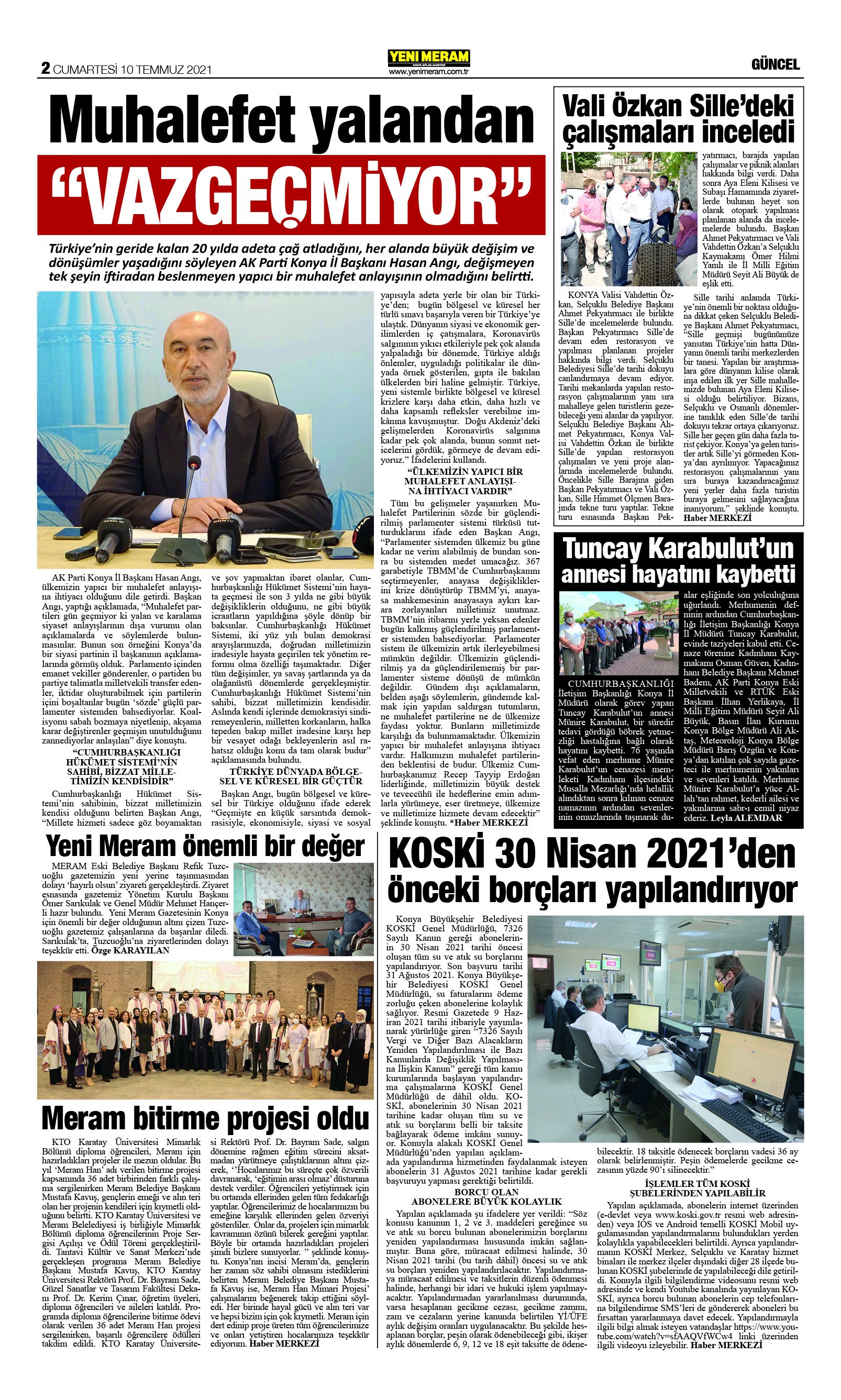 10 Temmuz 2021 Yeni Meram Gazetesi