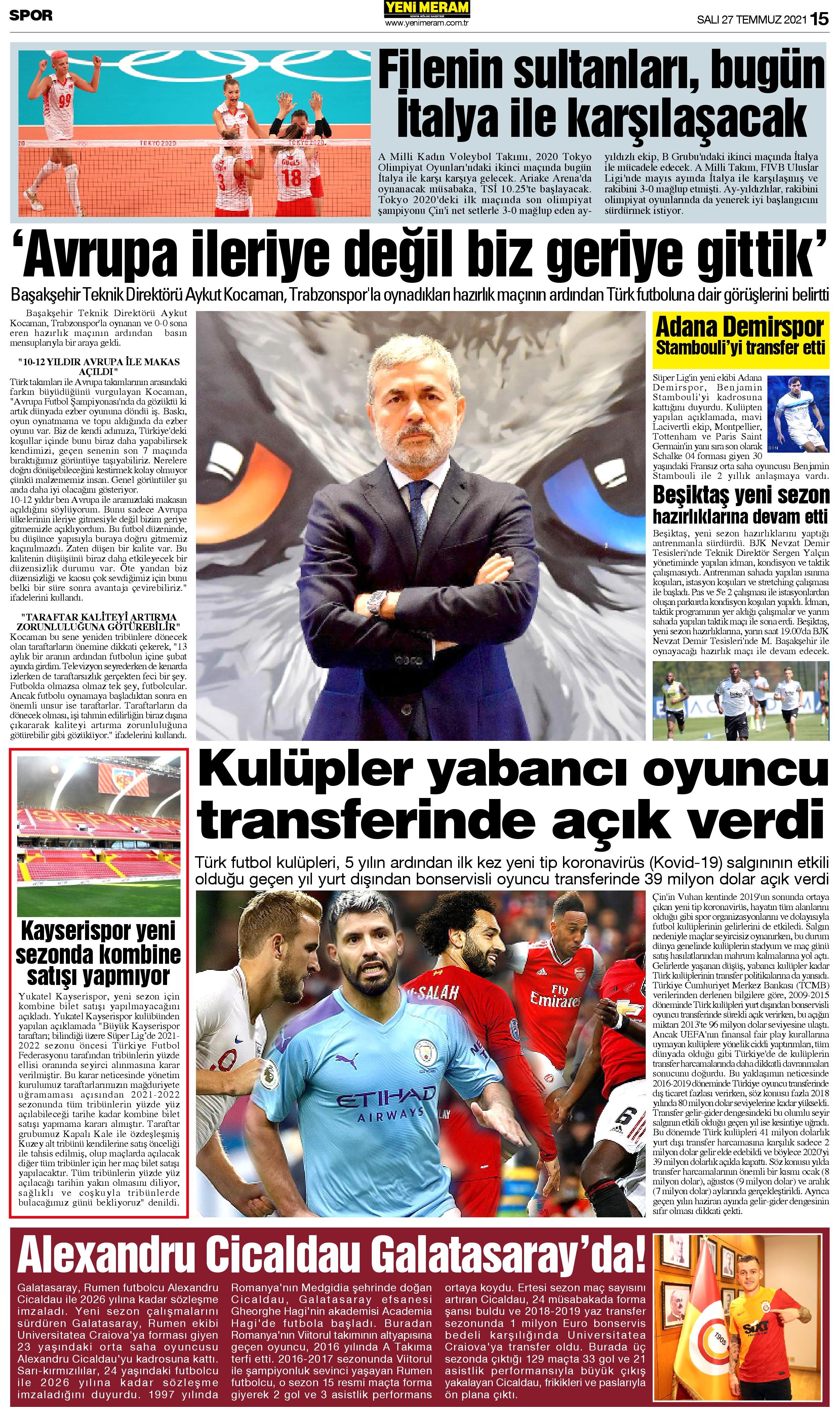 27 Temmuz 2021 Yeni Meram Gazetesi