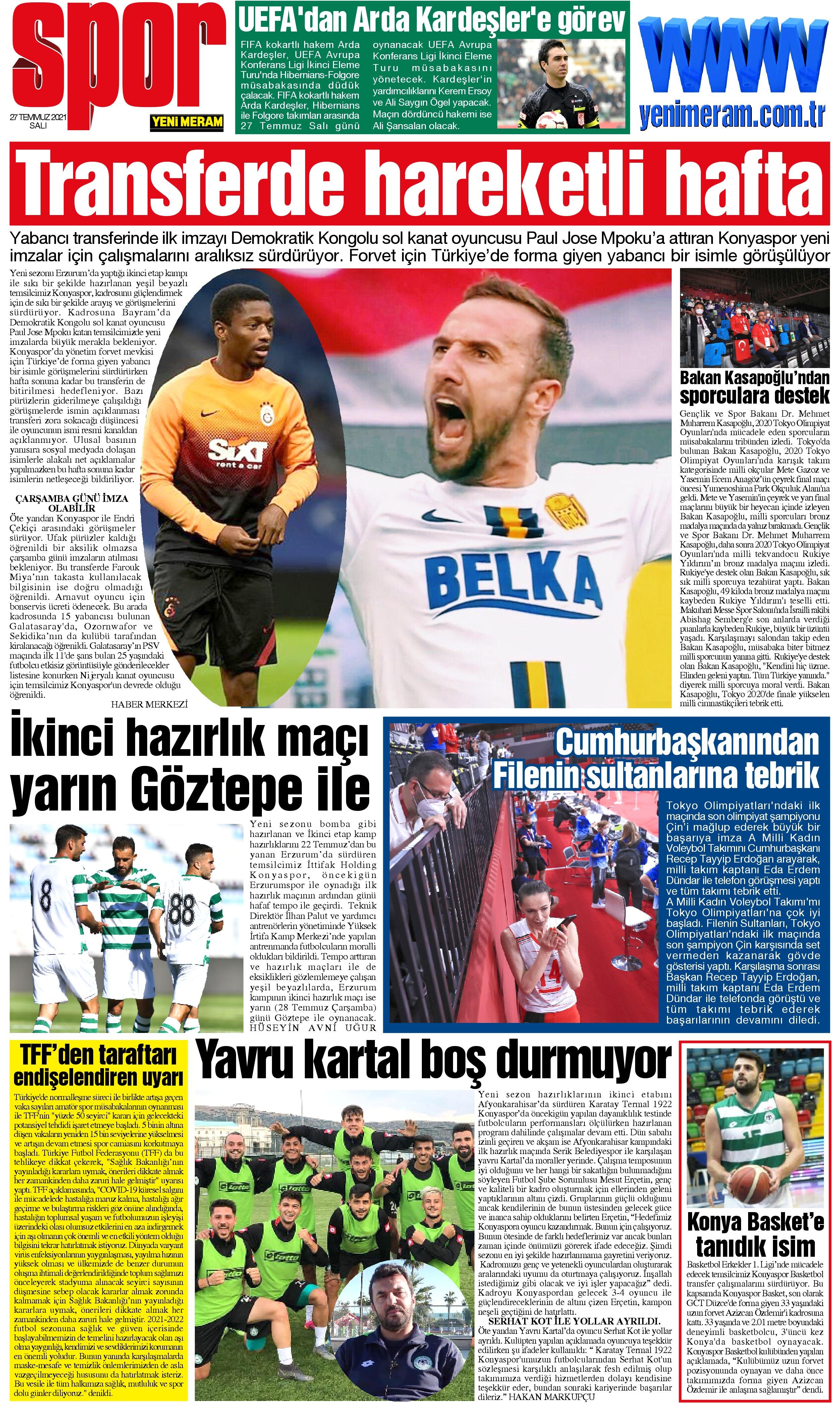 27 Temmuz 2021 Yeni Meram Gazetesi