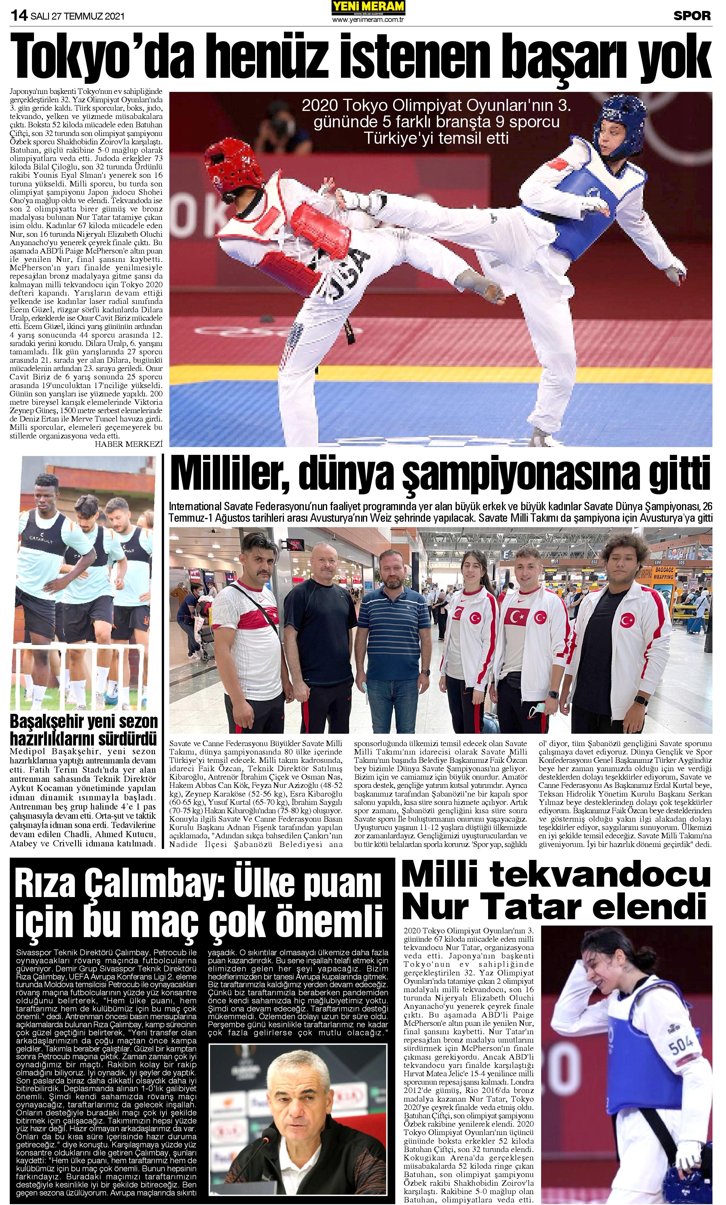 27 Temmuz 2021 Yeni Meram Gazetesi