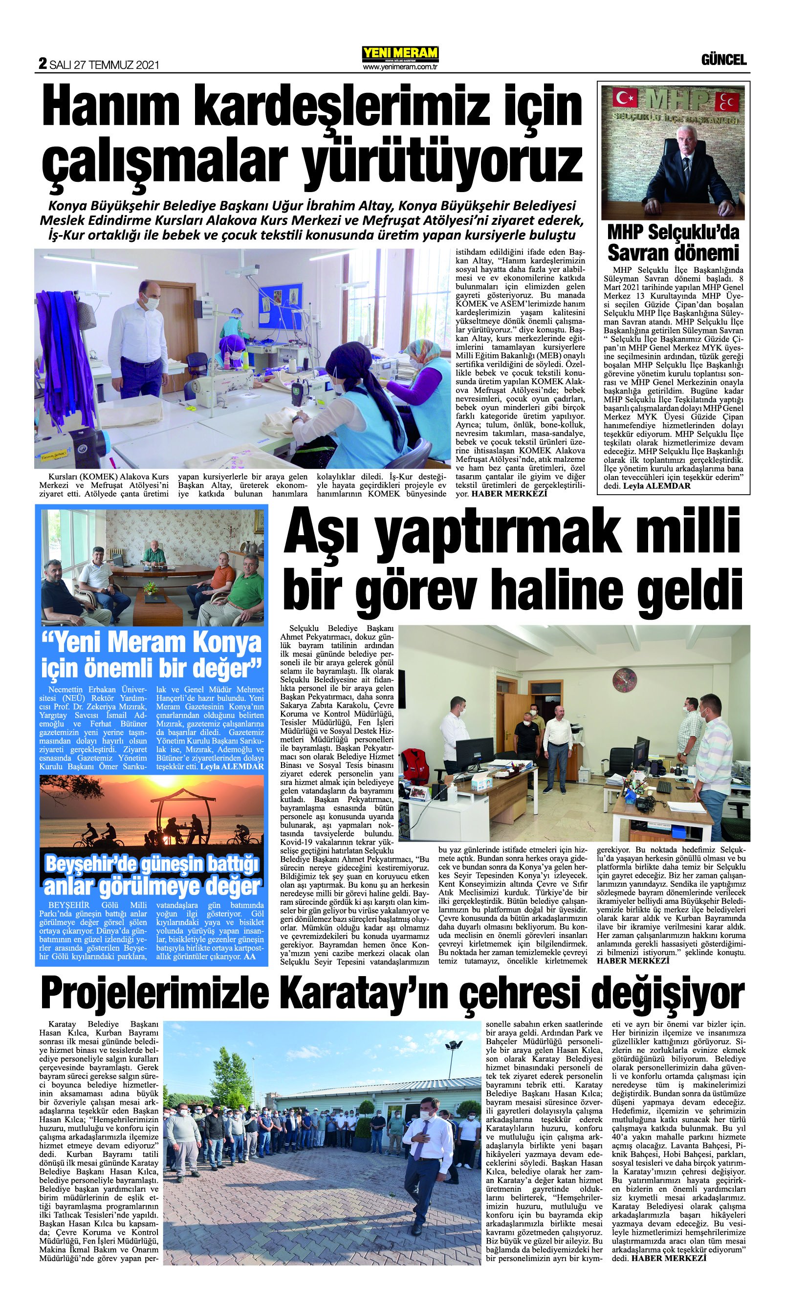 27 Temmuz 2021 Yeni Meram Gazetesi