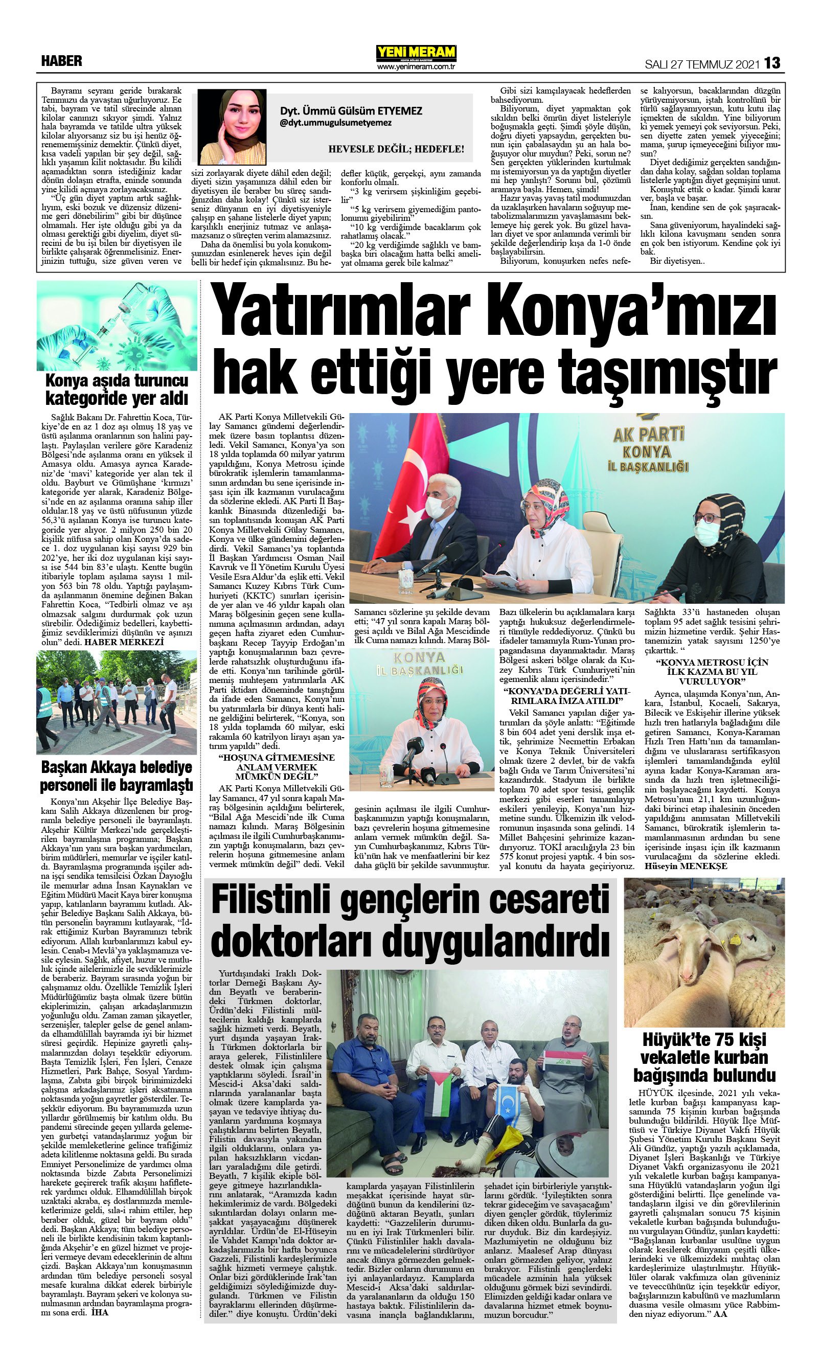 27 Temmuz 2021 Yeni Meram Gazetesi