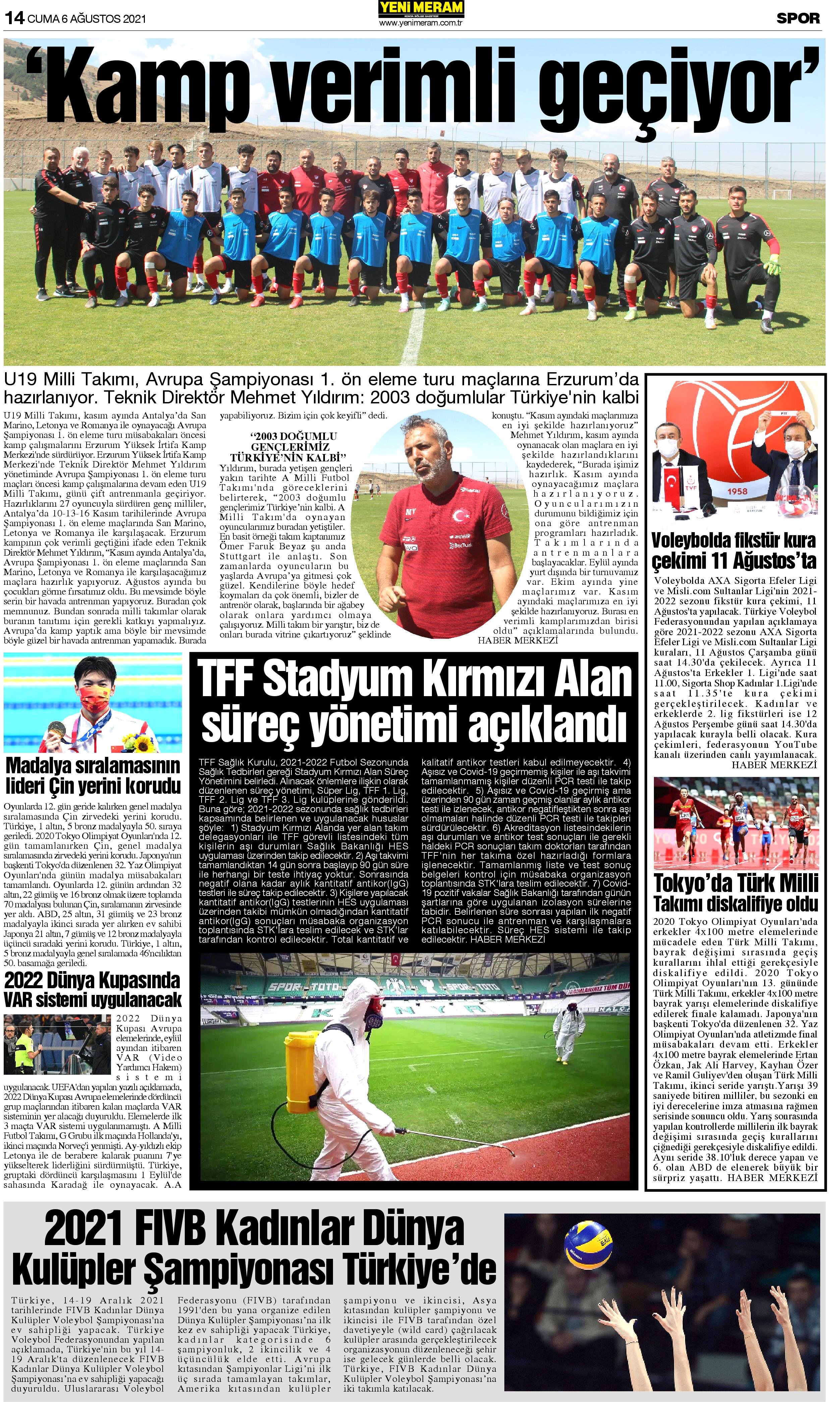 6 Ağustos 2021 Yeni Meram Gazetesi