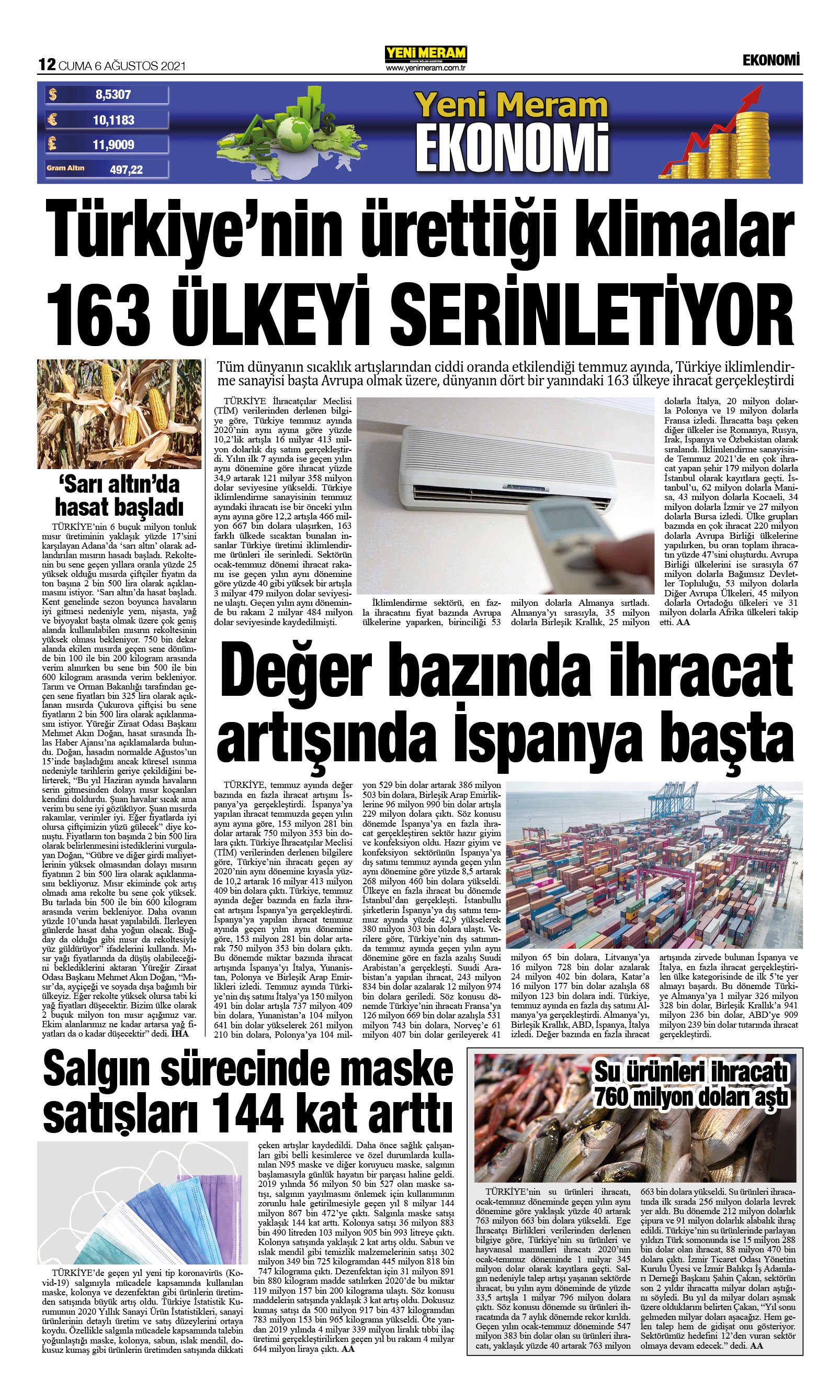 6 Ağustos 2021 Yeni Meram Gazetesi