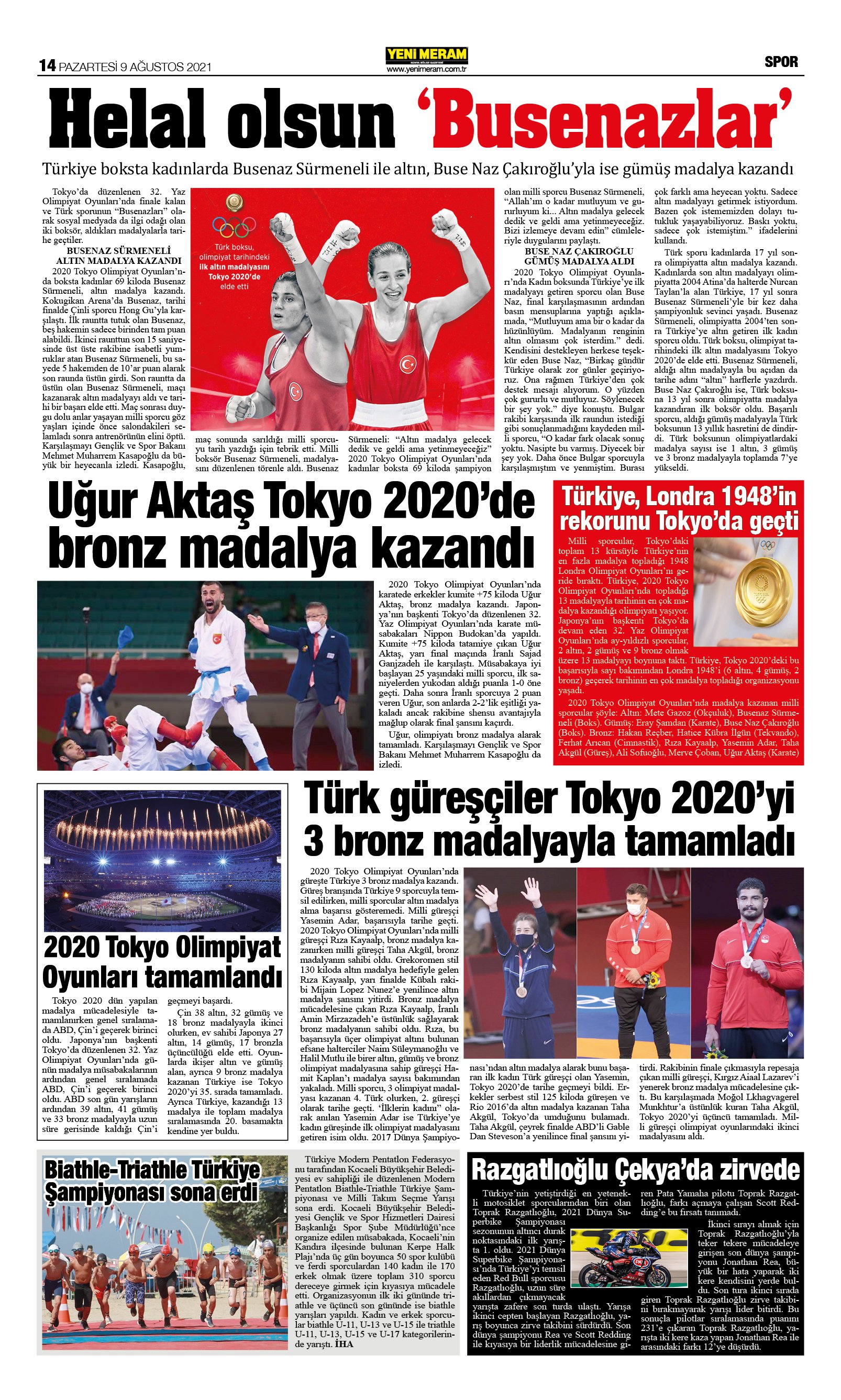 9 Ağustos 2021 Yeni Meram Gazetesi