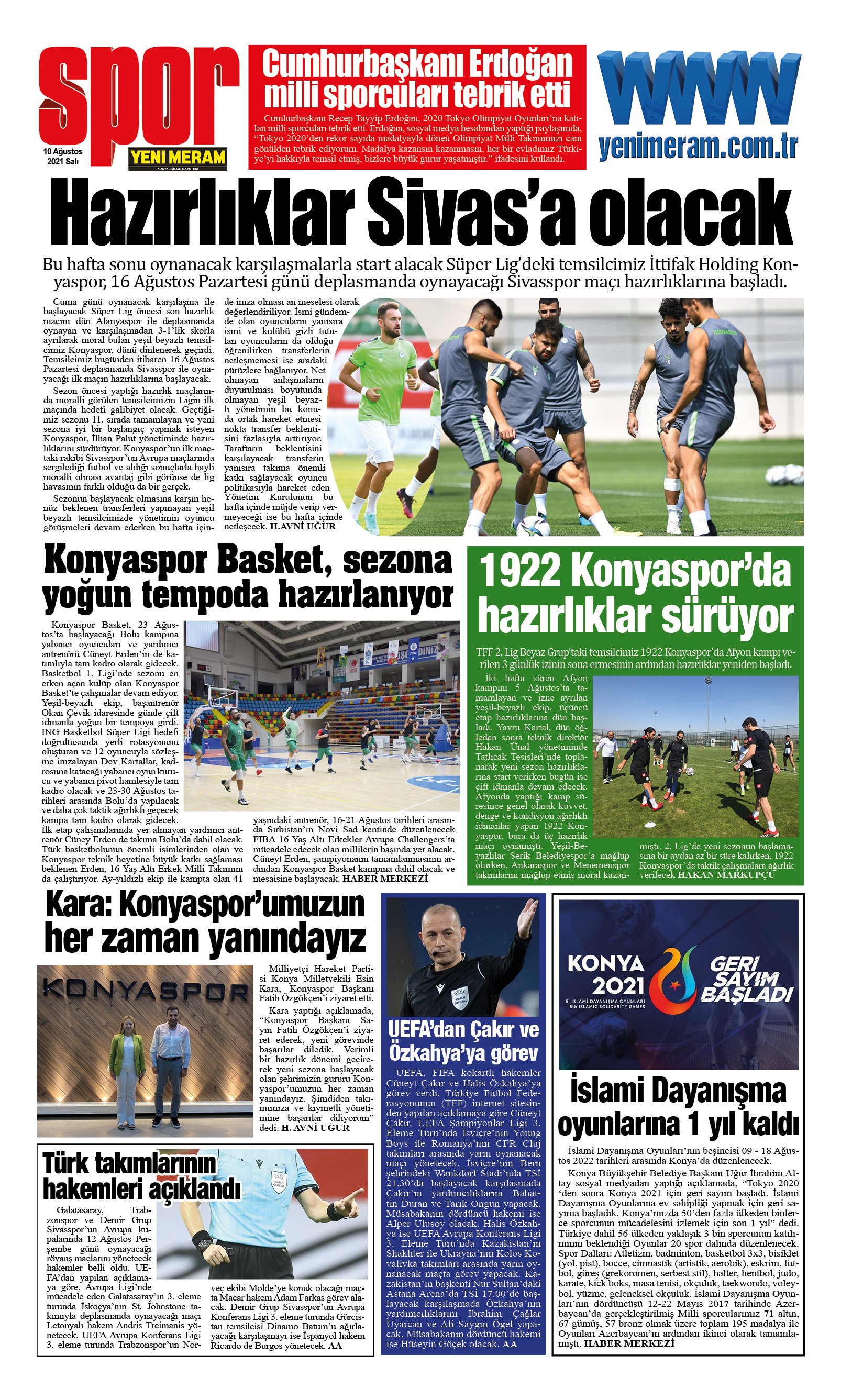 10 Ağustos 2021 Yeni Meram Gazetesi
