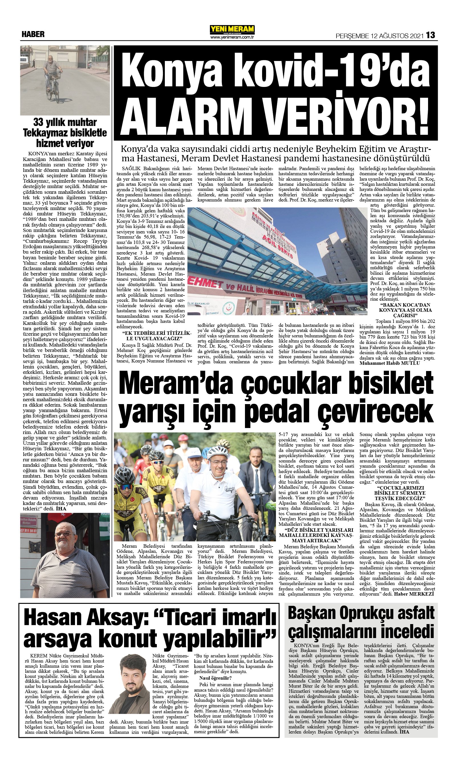 12 Ağustos 2021 Yeni Meram Gazetesi
