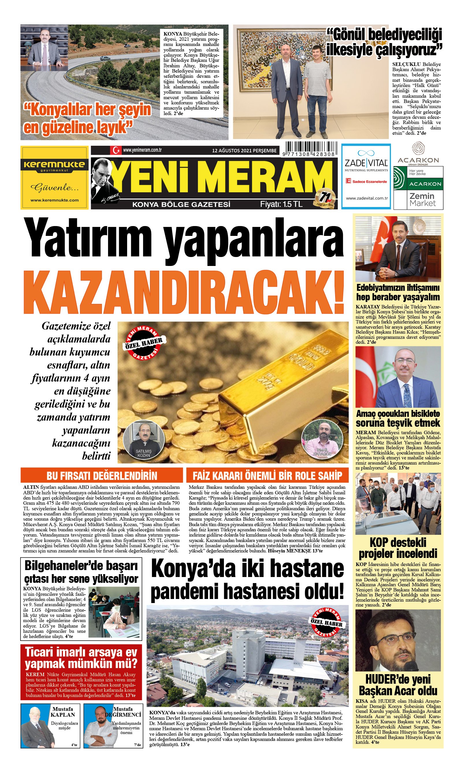 12 Ağustos 2021 Yeni Meram Gazetesi
