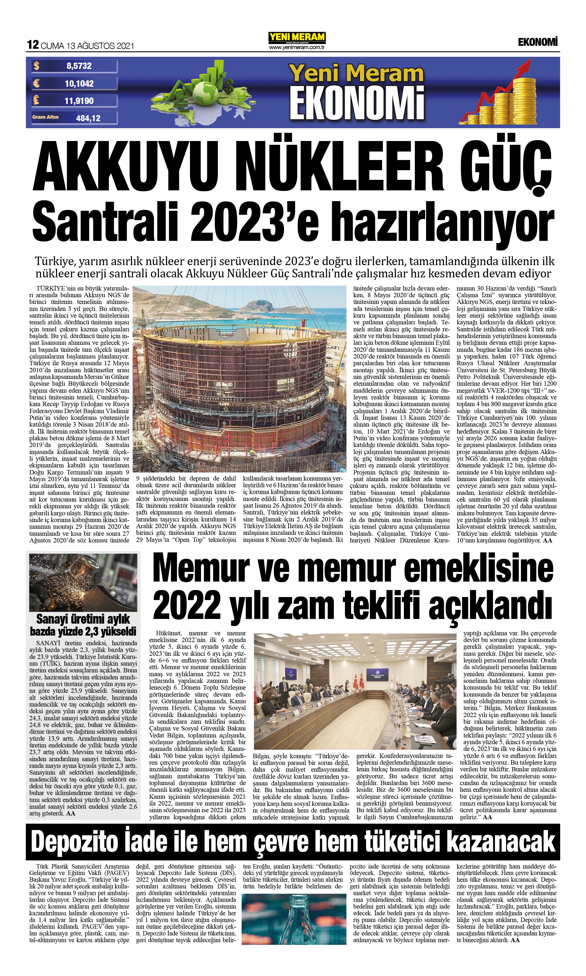 13 Ağustos 2021 Yeni Meram Gazetesi
