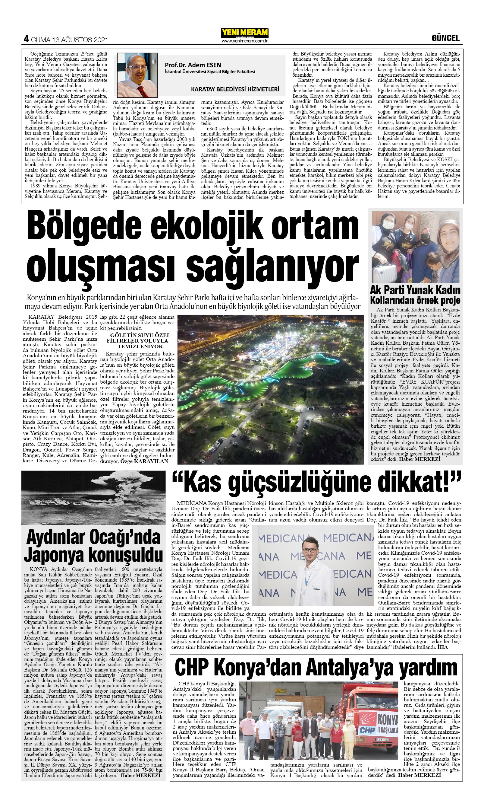 13 Ağustos 2021 Yeni Meram Gazetesi
