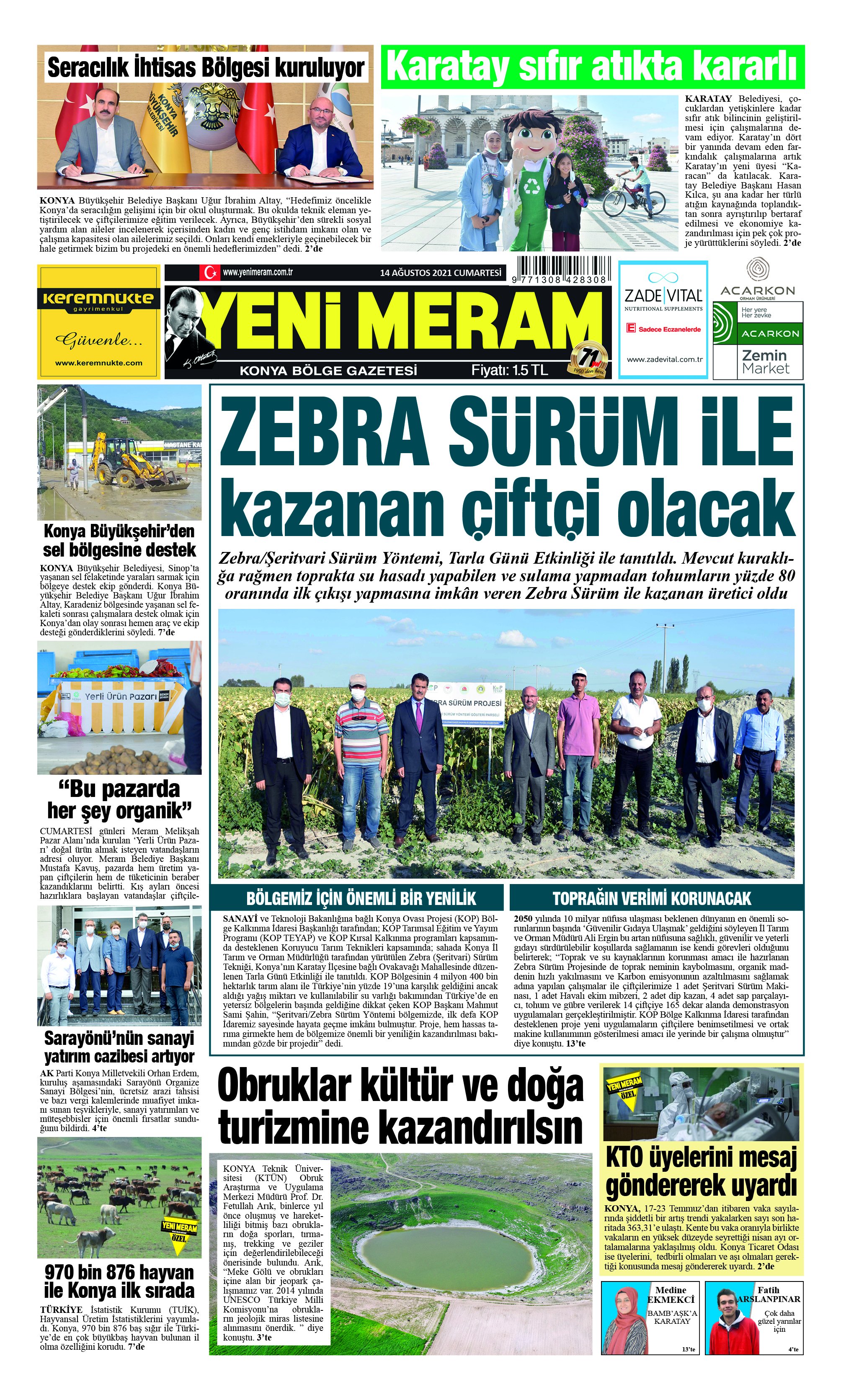 14 Ağustos 2021 Yeni Meram Gazetesi